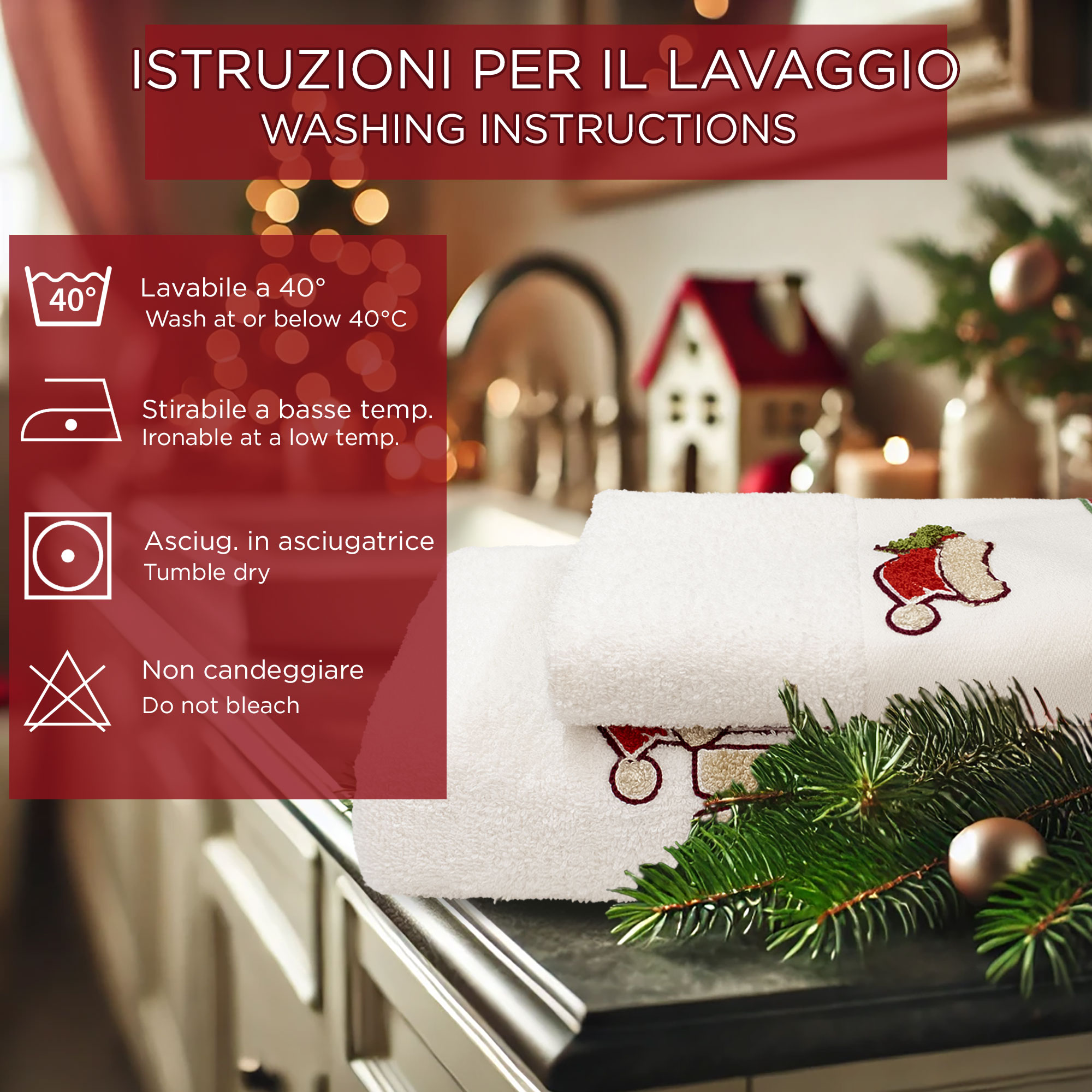 Asciugamani Natalizi Bagno set 1+1 in Spugna di Cotone Decoro Natale 6983 - Foto 61 di 71