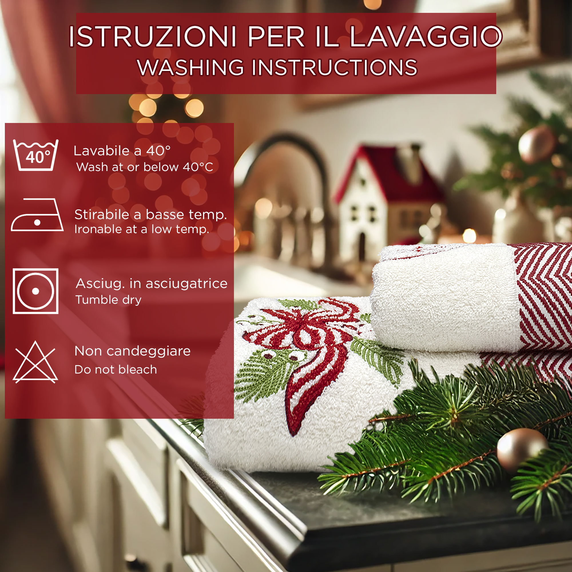 Asciugamani Natalizi Bagno set 1+1 in Spugna di Cotone Decoro Natale 6983 - Foto 5 di 71