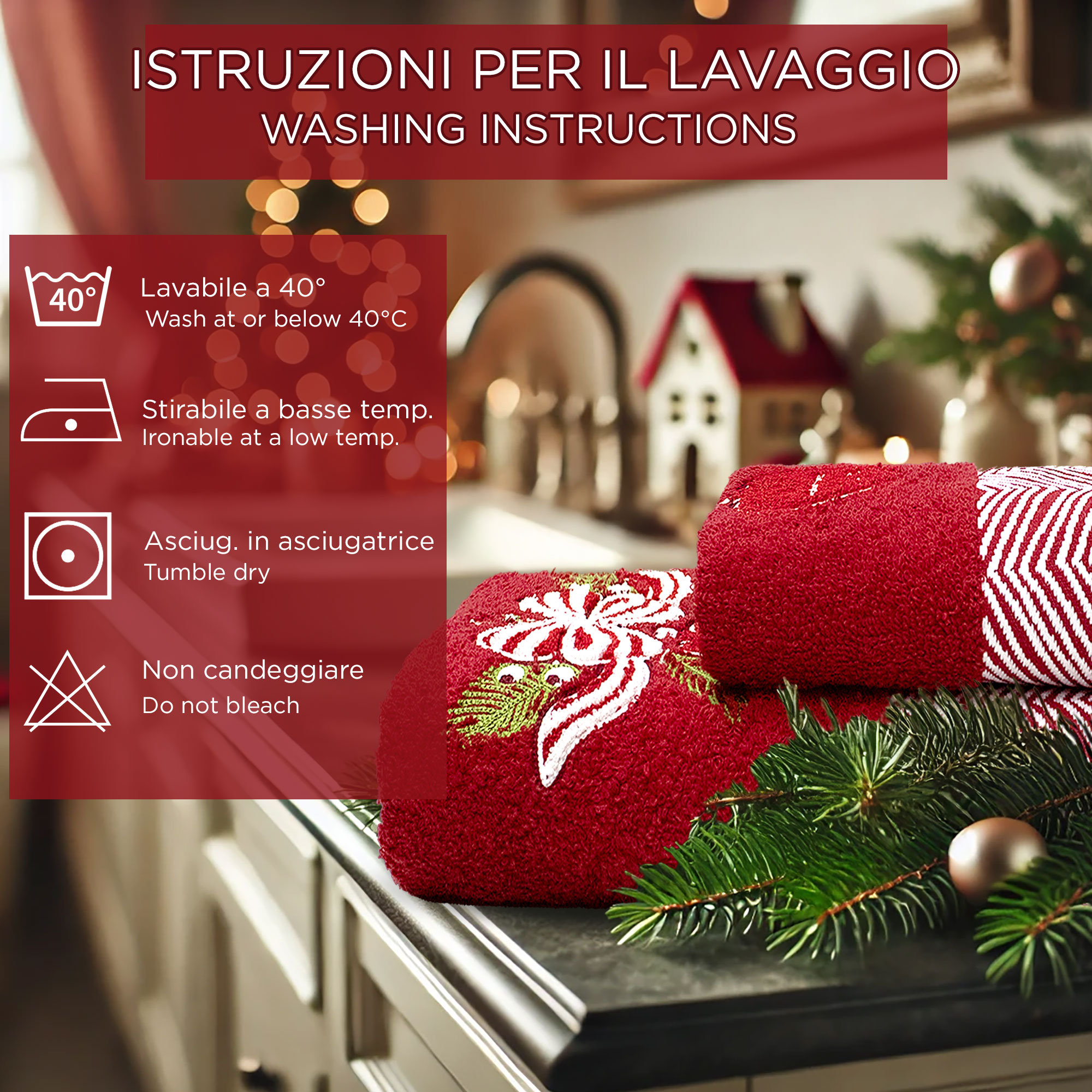 Asciugamani Natalizi Bagno set 1+1 in Spugna di Cotone Decoro Natale 6983 - Foto 12 di 71
