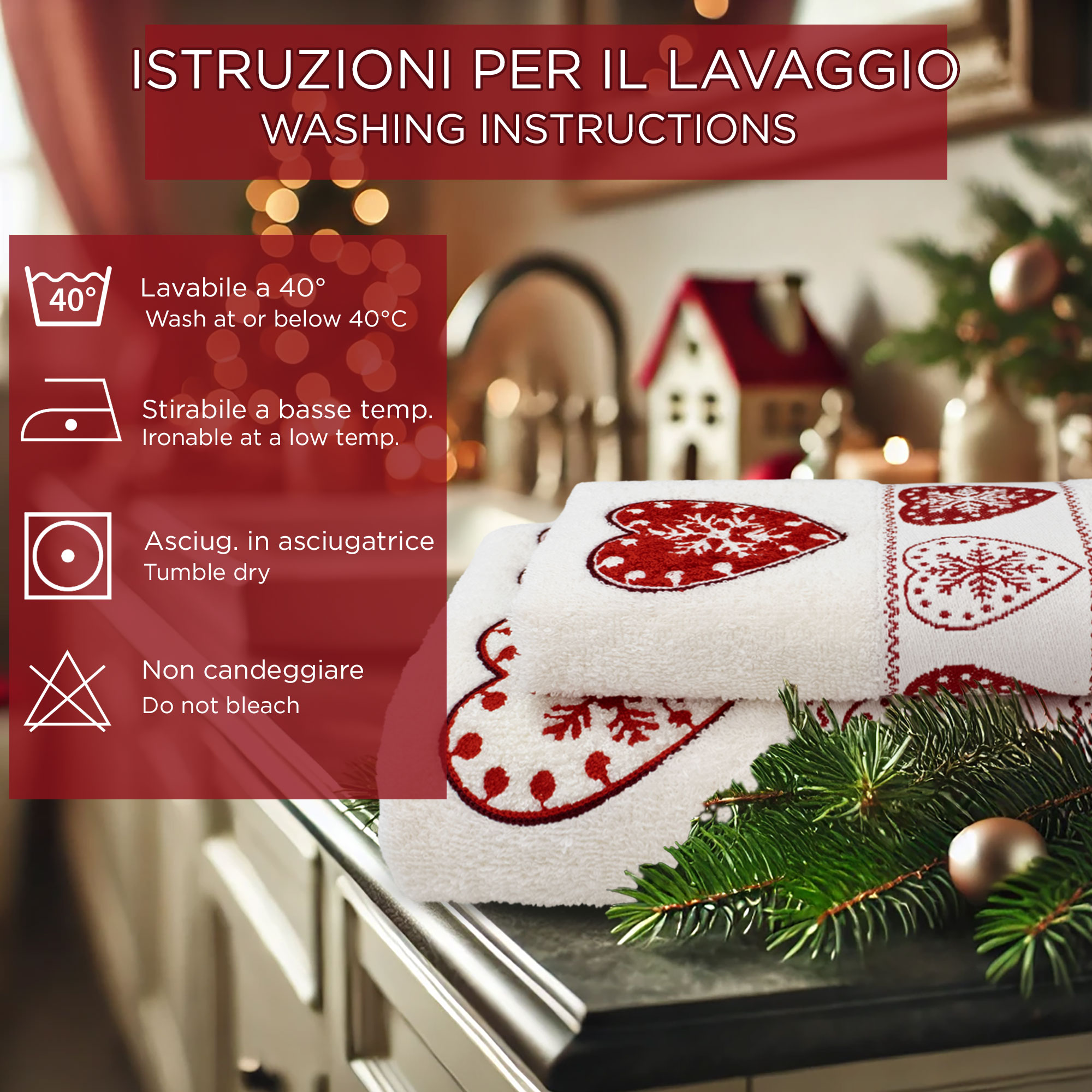Asciugamani Natalizi Bagno set 1+1 in Spugna di Cotone Decoro Natale 6983 - Foto 33 di 71