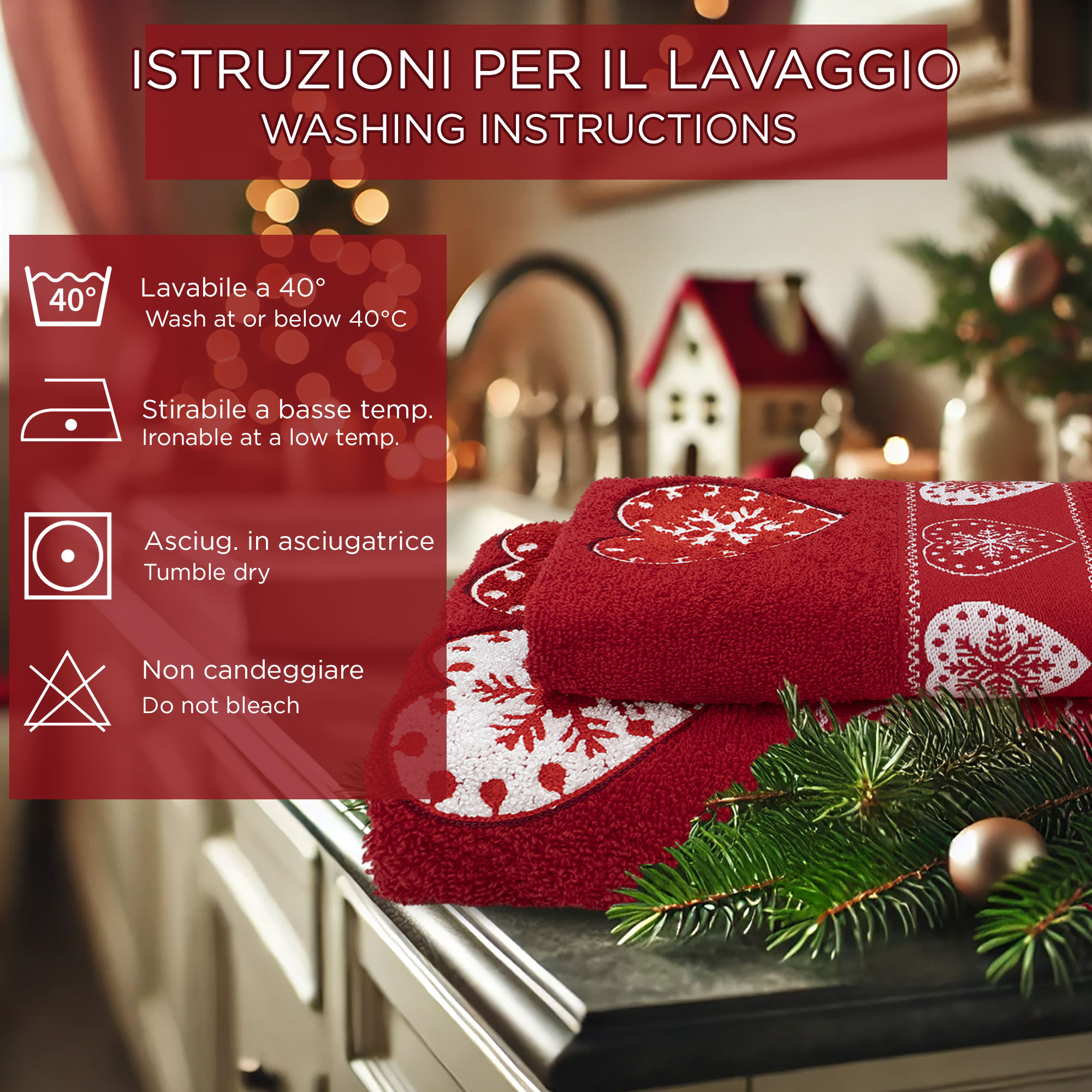 Asciugamani Natalizi Bagno set 1+1 in Spugna di Cotone Decoro Natale 6983 - Foto 40 di 71