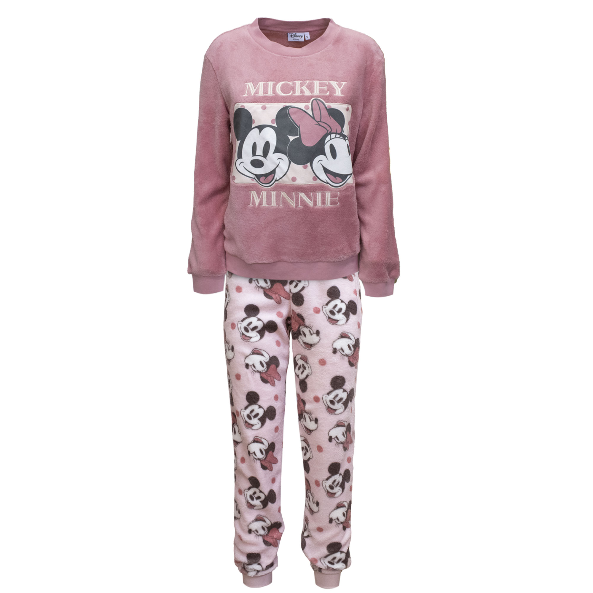 Pigiama Disney Mickey Minnie Mouse donna ragazza lungo invernale in pile 6890 - Picture 2 of 7