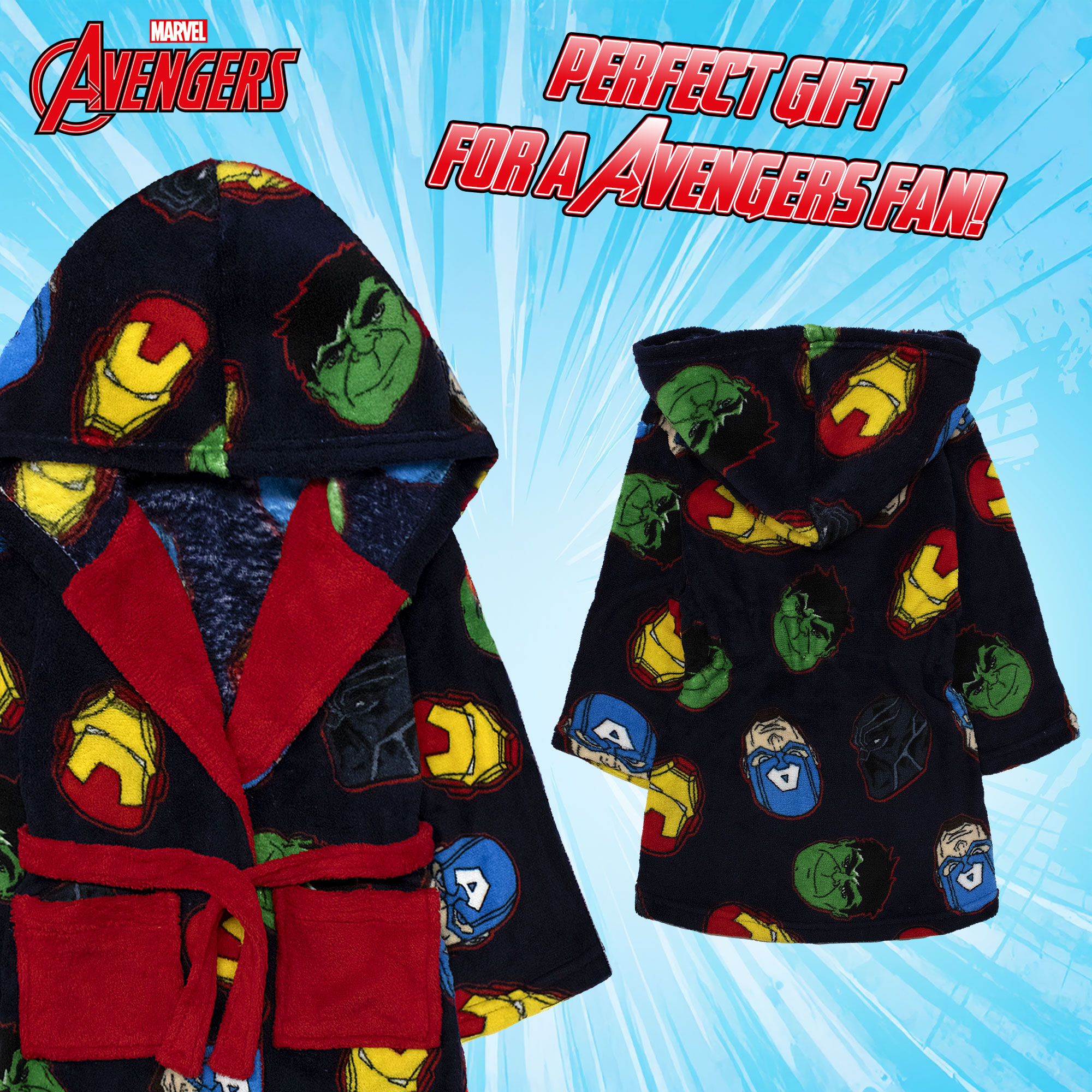 Marvel Avengers Kids Fleece Winter Robe 6993 - Picture 12 of 15