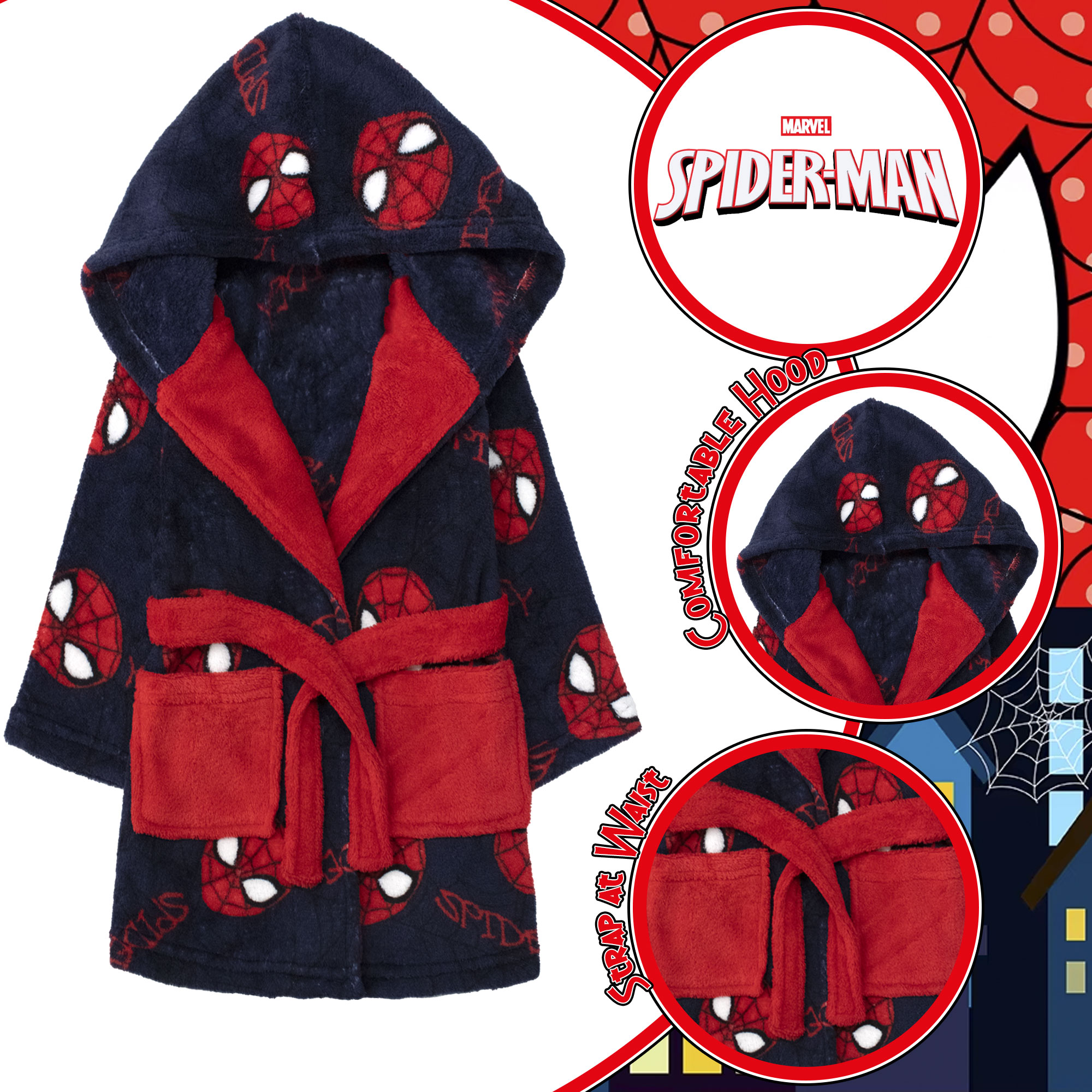 Marvel Spiderman Kids Winter Fleece Robe 6994 - Picture 10 of 13