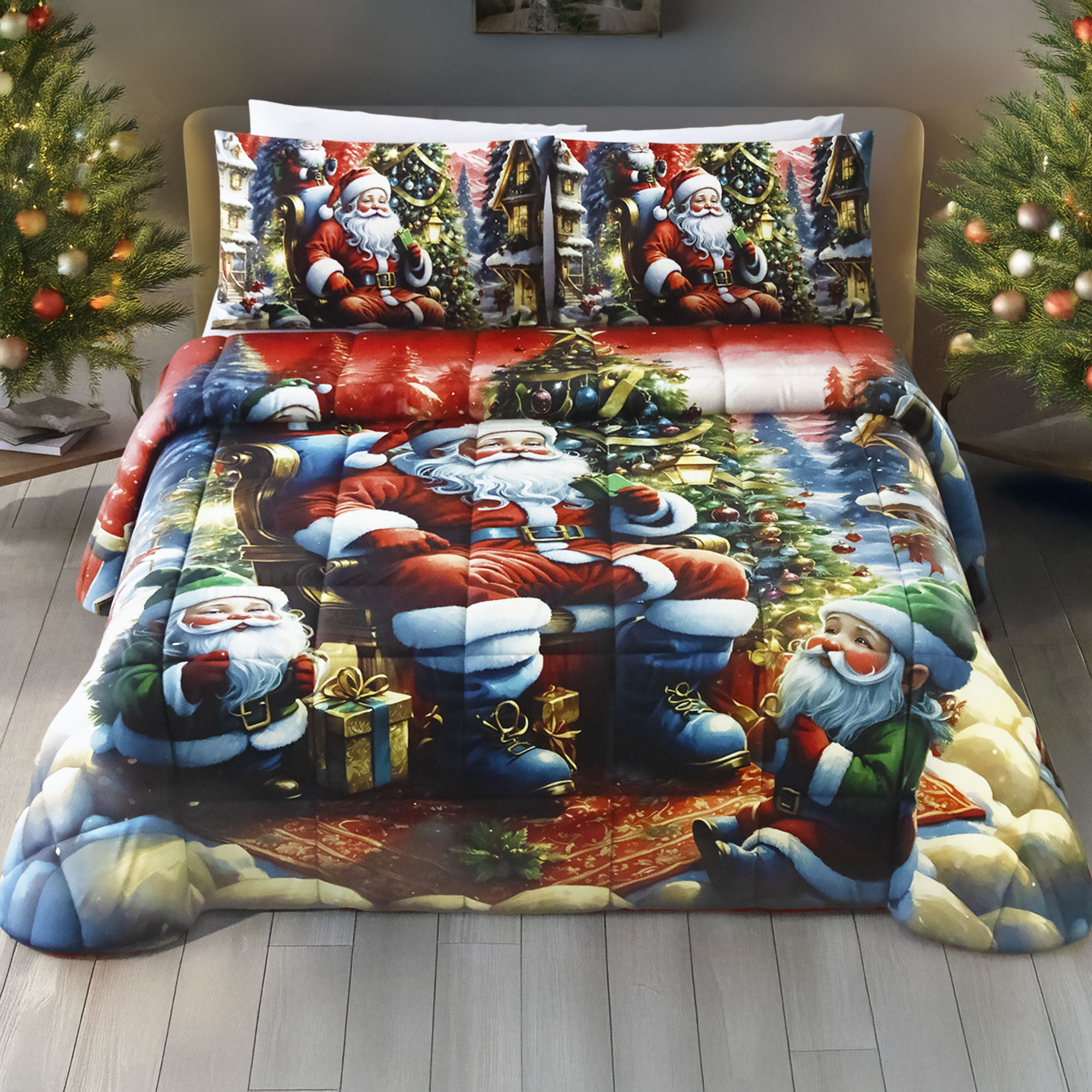 Trapunta natalizia letto matrimoniale stampa digitale piazzata di Natale 7003 - Picture 6 of 17