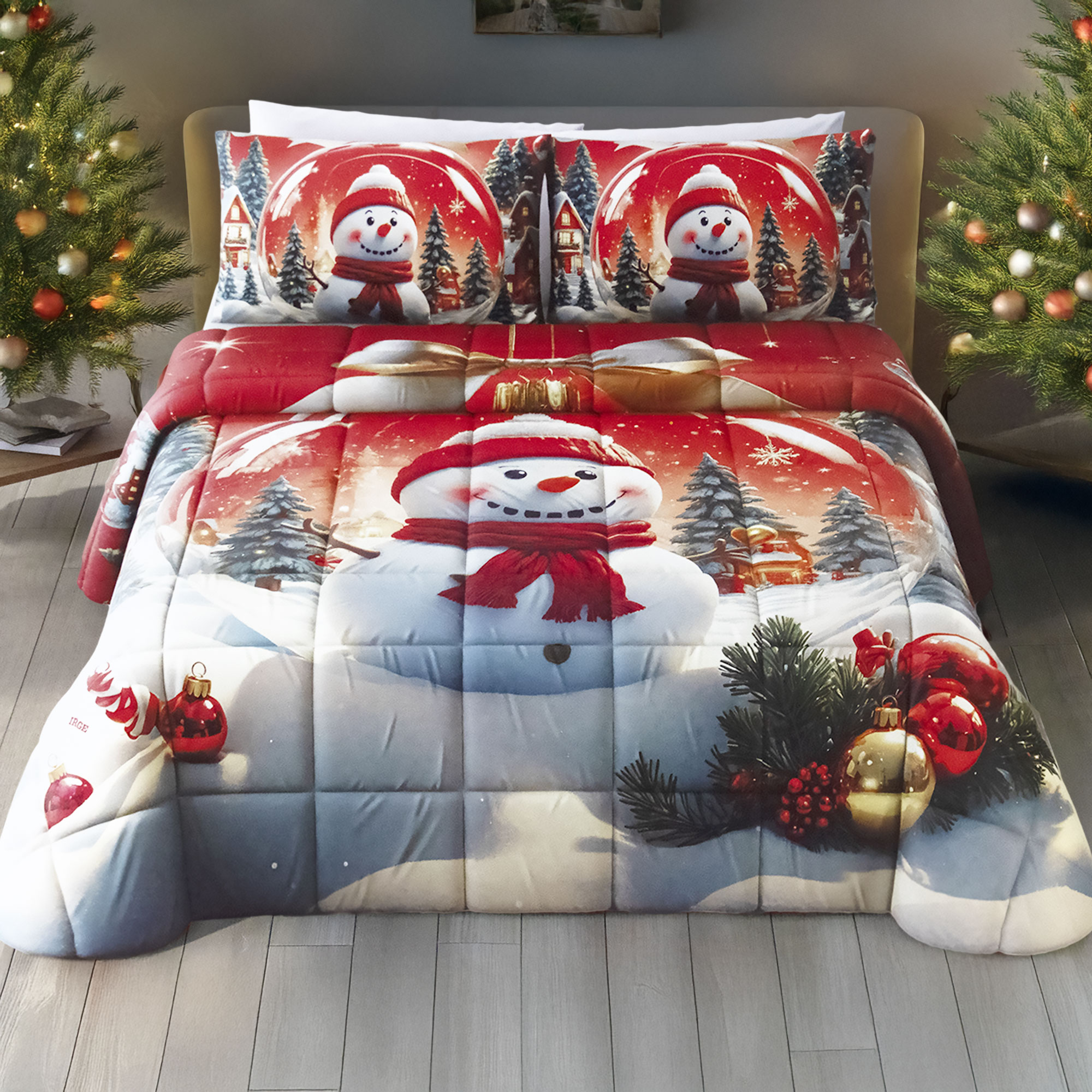 Trapunta natalizia letto matrimoniale stampa digitale piazzata di Natale 7003 - Picture 14 of 17