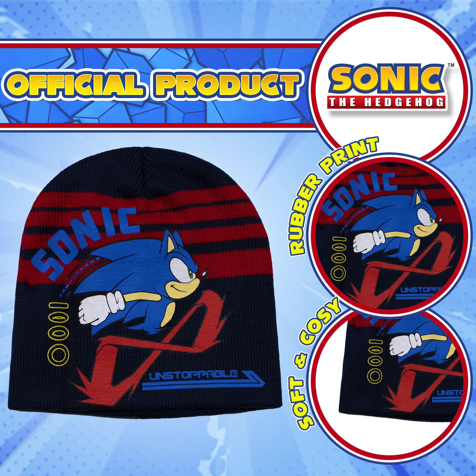 Cappello Sonic The Hedgehog per bambino cappellino invernale Videogame 7009 - Picture 9 of 11