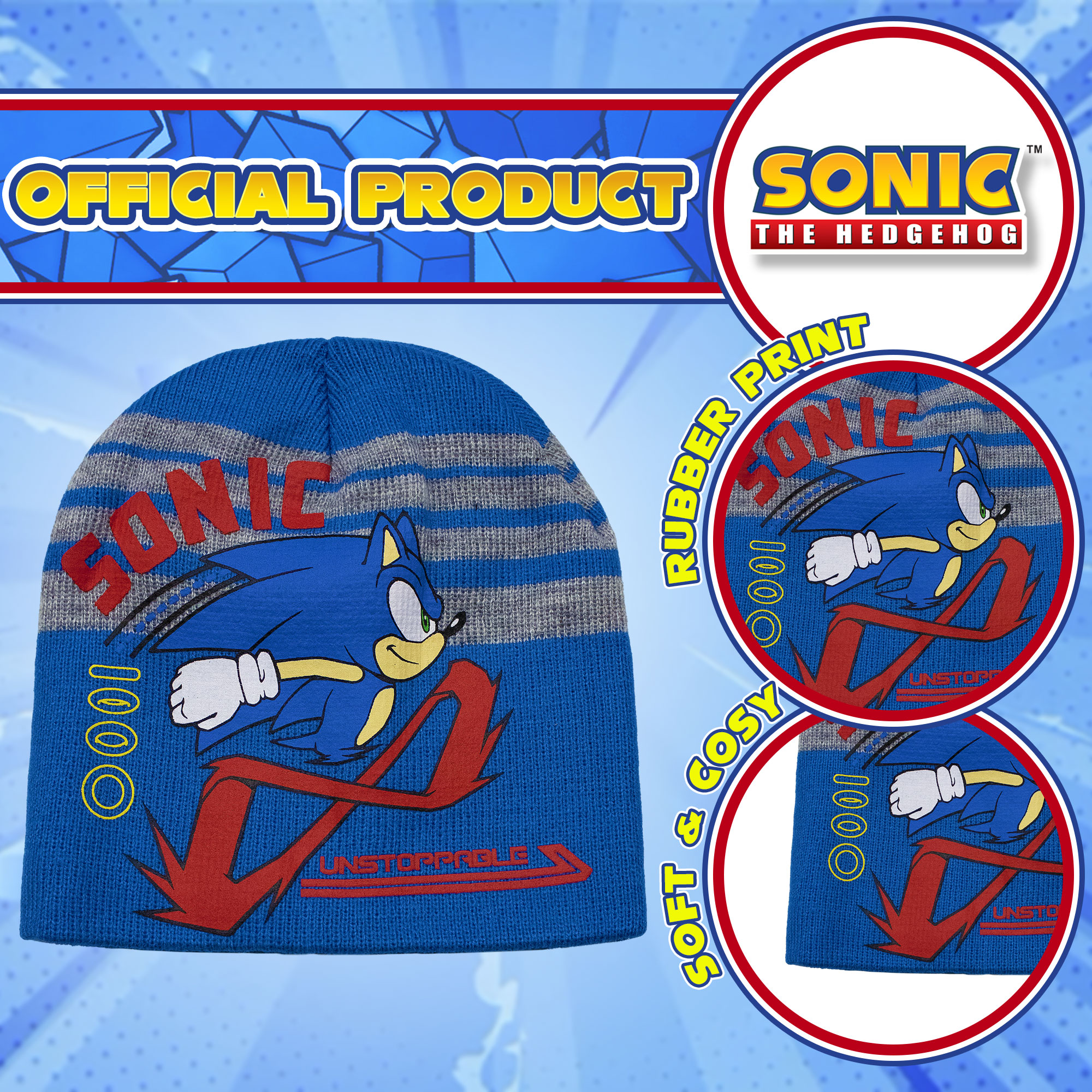 Cappello Sonic The Hedgehog per bambino cappellino invernale Videogame 7009 - Picture 4 of 11