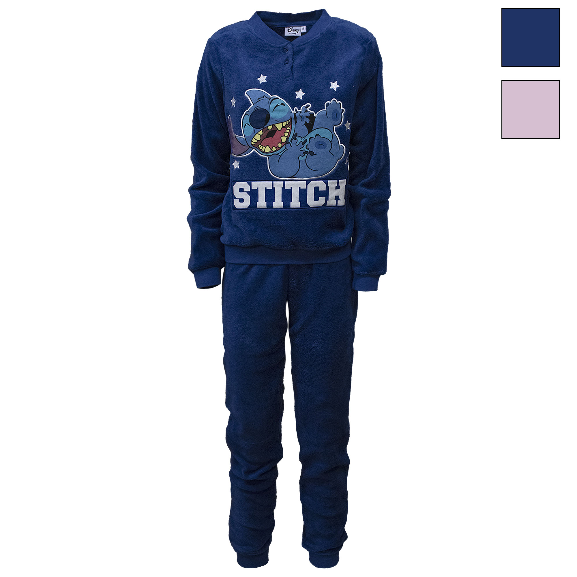 Pigiama Disney Lilo e Stitch donna ragazza lungo invernale in pile