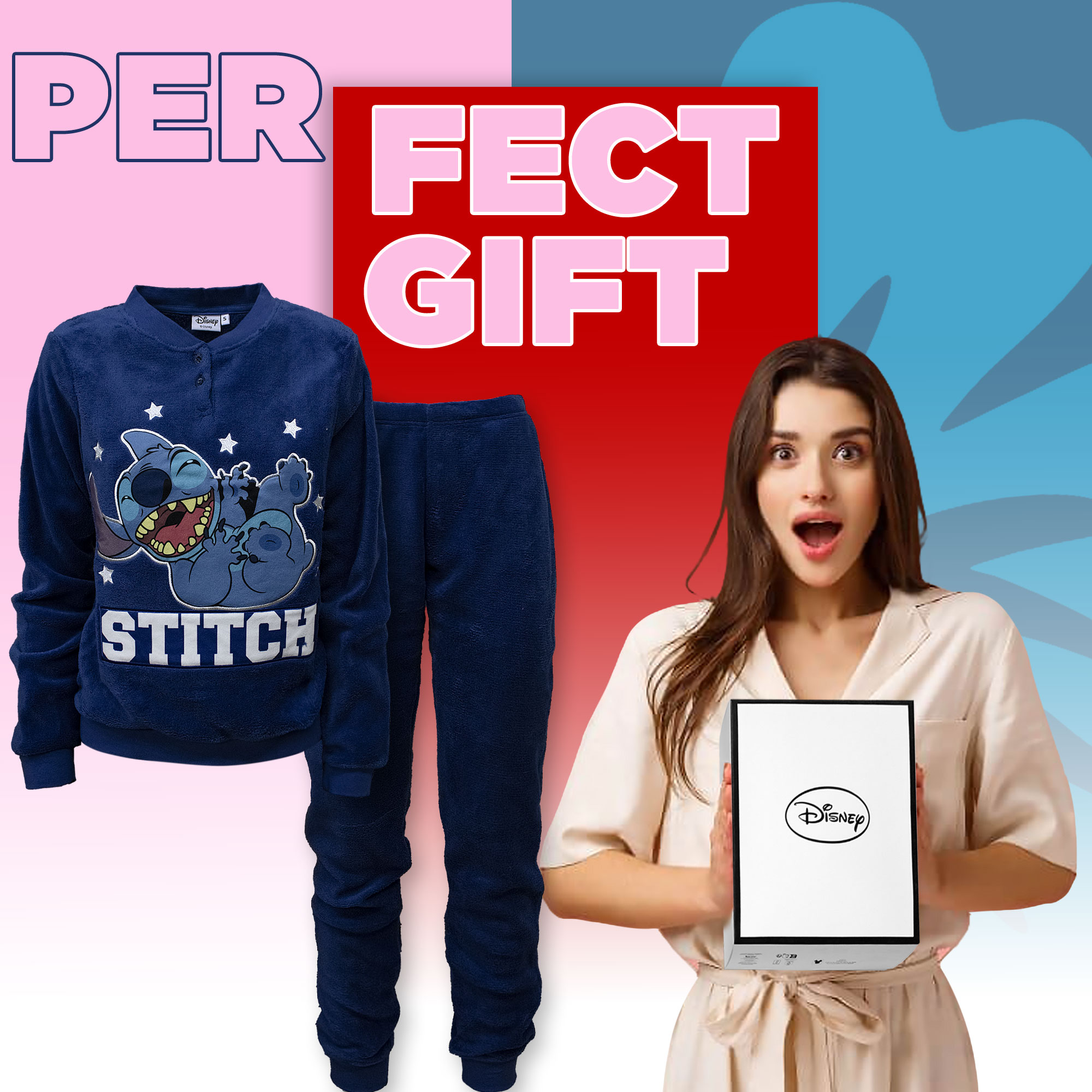 Pigiama Disney Lilo e Stitch donna ragazza lungo invernale in pile 7012 - Picture 7 of 13