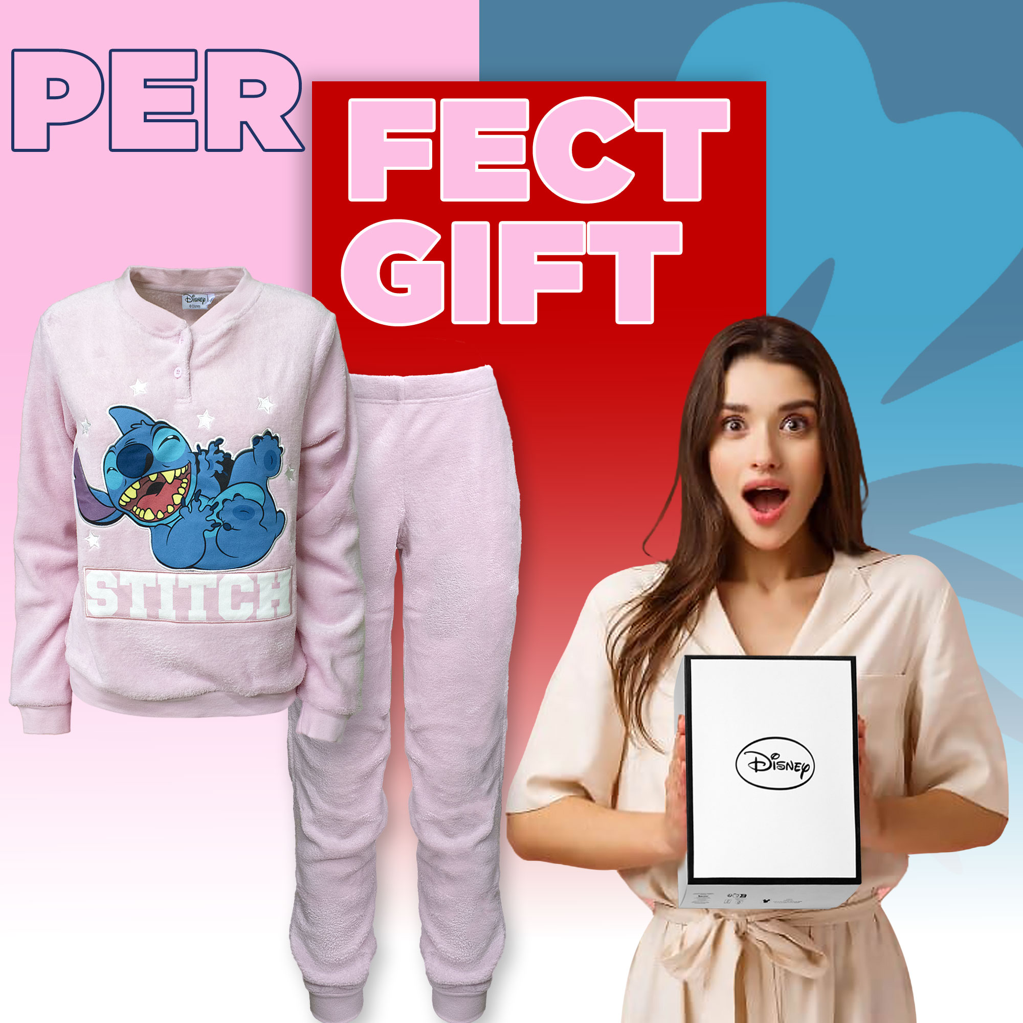 Pigiama Disney Lilo e Stitch donna ragazza lungo invernale in pile 7012 - Picture 13 of 13