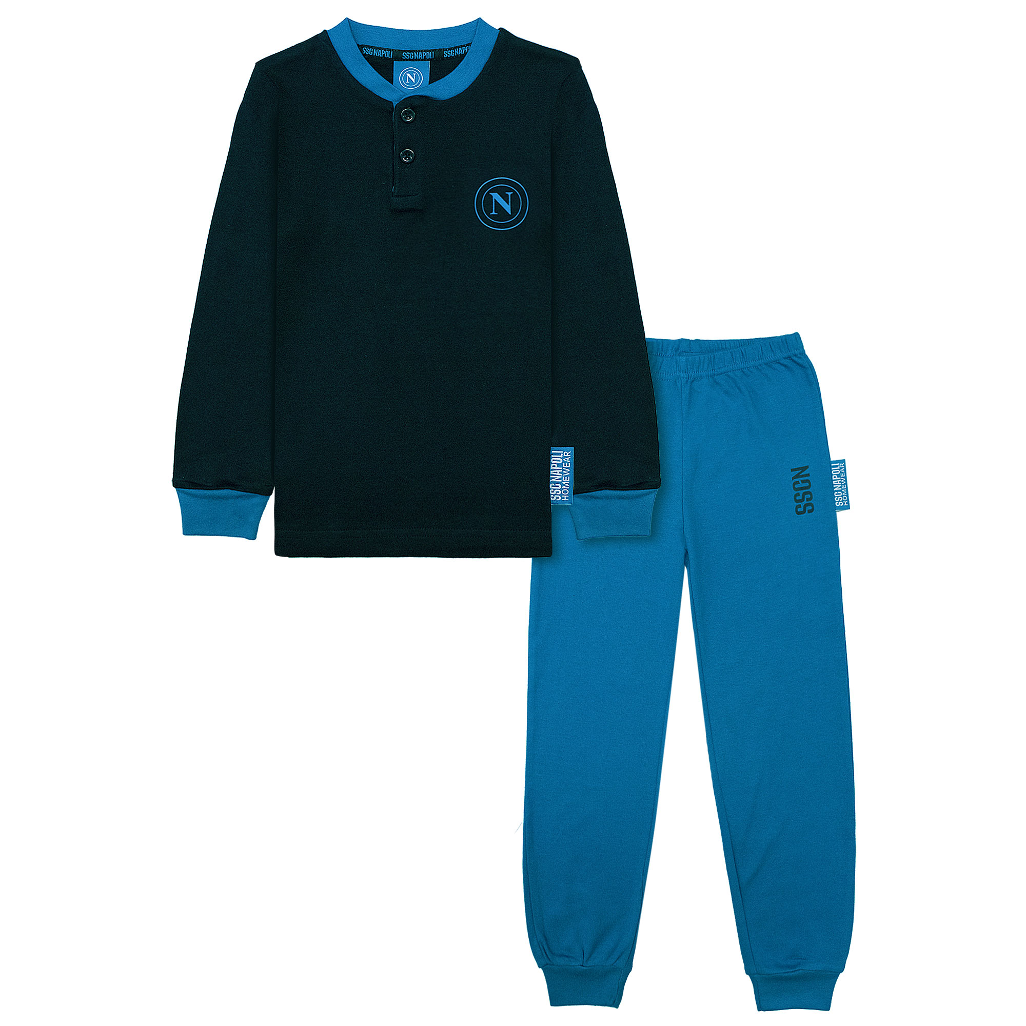 Pigiama SSC Napoli in caldo cotone a maniche lunghe per bambino e adulto 7024 - Picture 8 of 13