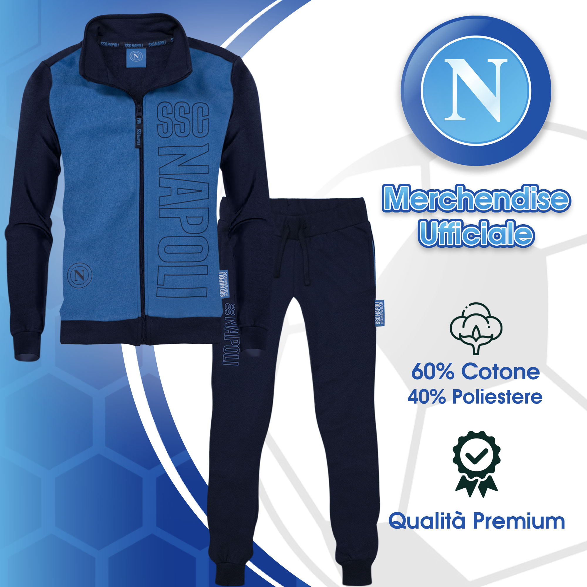 SSC Napoli Warm Cotton Long Sleeve Jumpsuit for Child and Adult 7025 - Picture 5 of 15