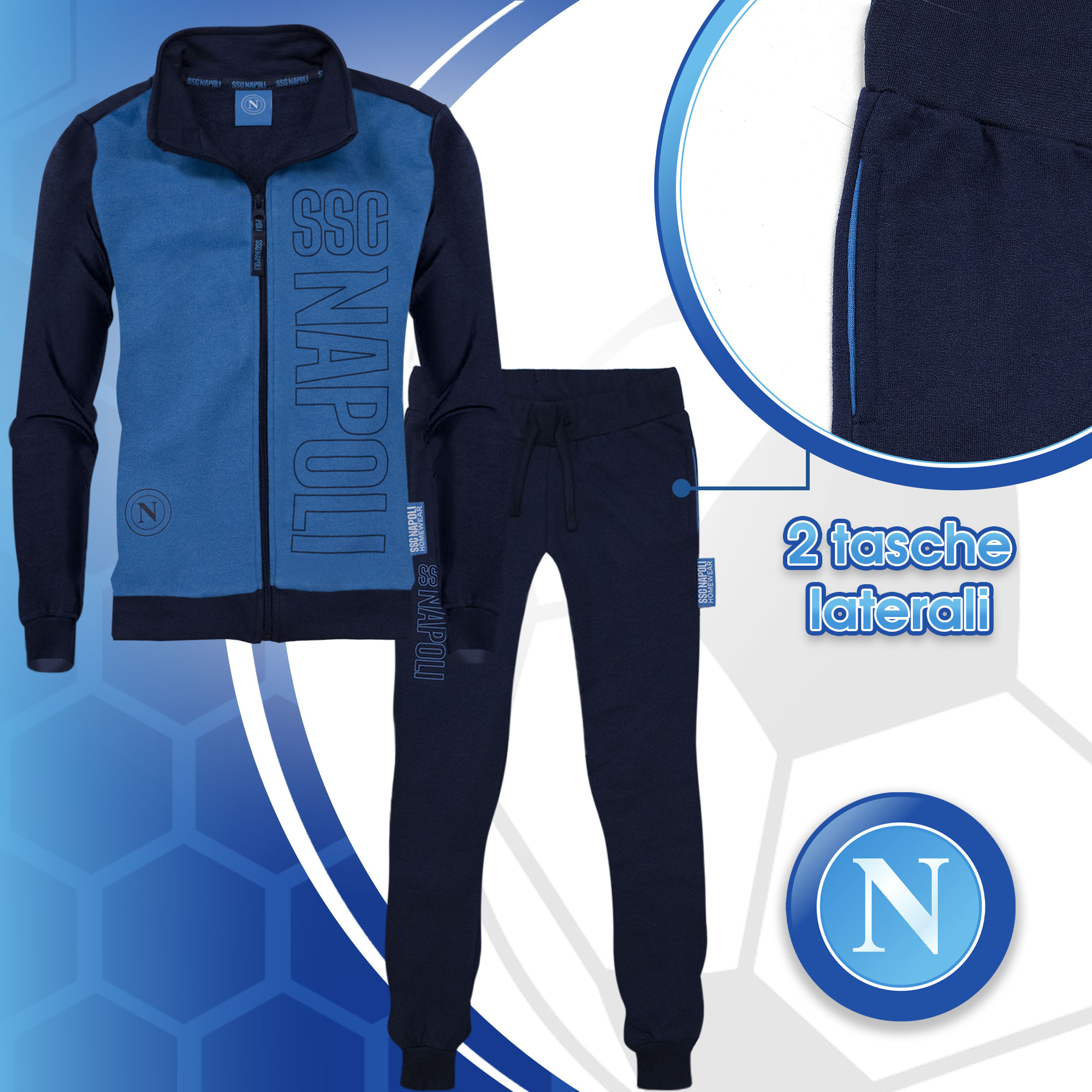 SSC Napoli Warm Cotton Long Sleeve Jumpsuit for Child and Adult 7025 - Picture 8 of 15