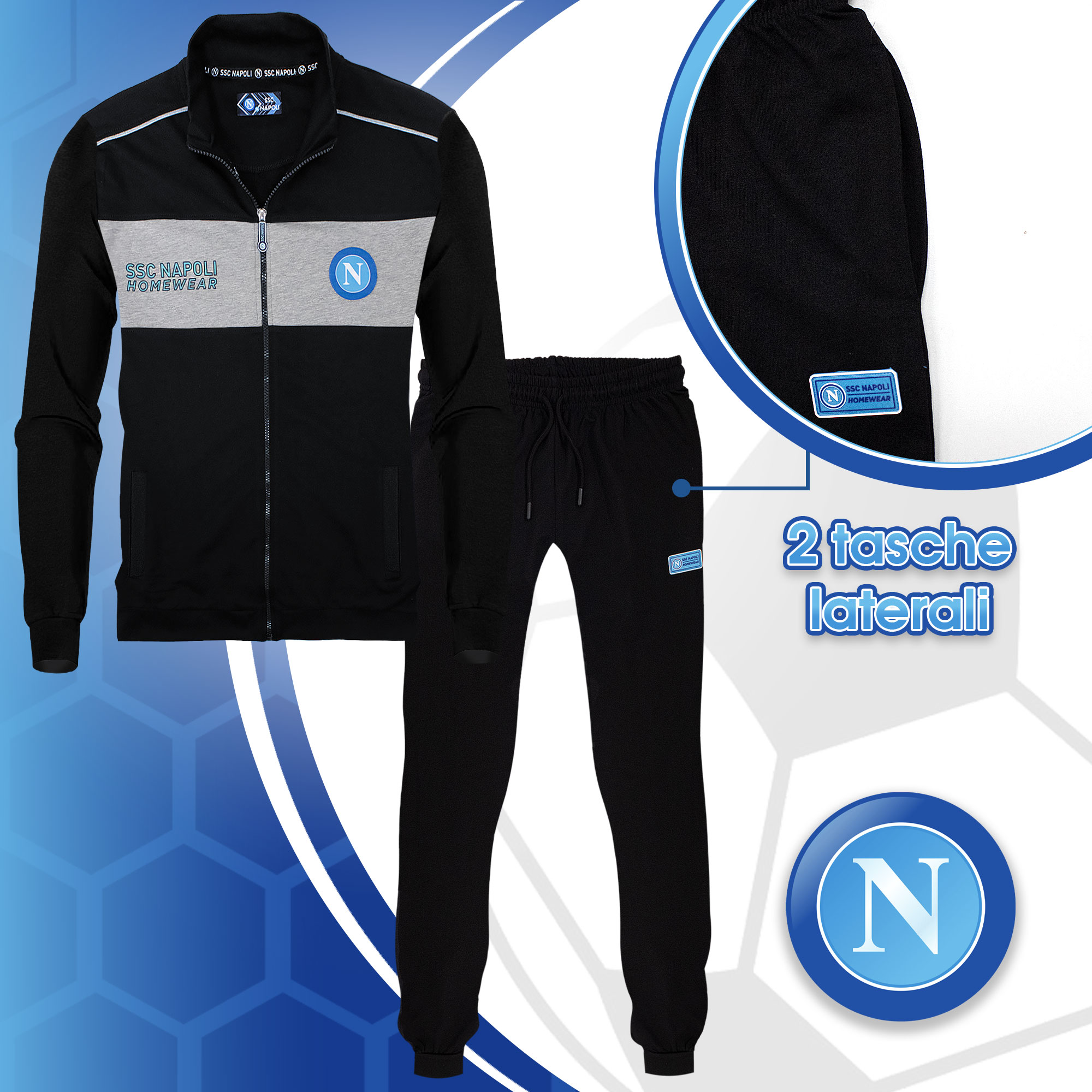 SSC Napoli Adult Long Sleeve Cotton Jumpsuit Mens Zip Sweatshirt 7036 - Picture 12 of 13