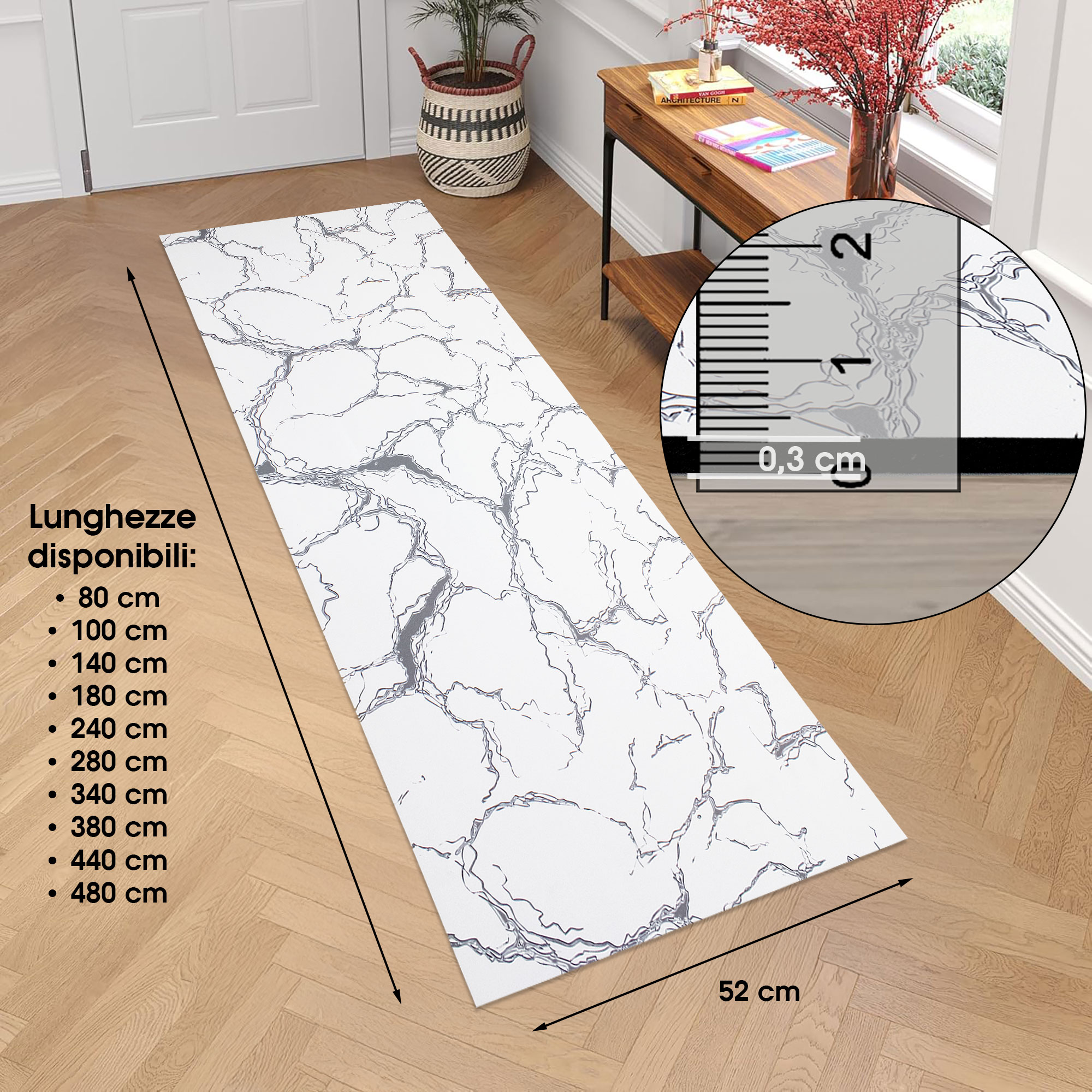 Tapis De Cuisine Antidérapant En Mètre Effet Marbre Marbré 7040 - Imagen 7 de 43