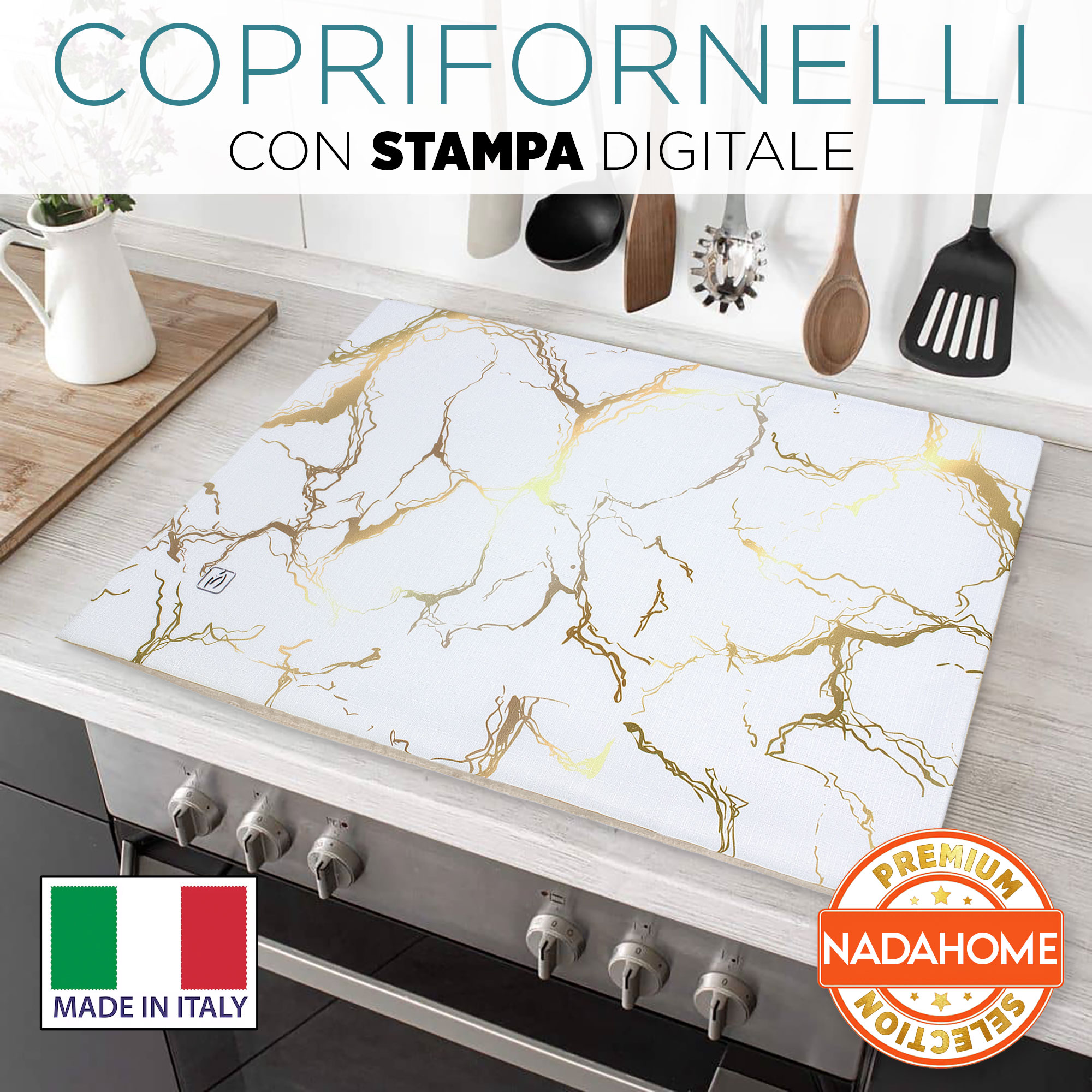 Set Copriforno e Coprifornelli cucina imbottiti effetto marmo marmorizzato 7046 - Picture 6 of 37