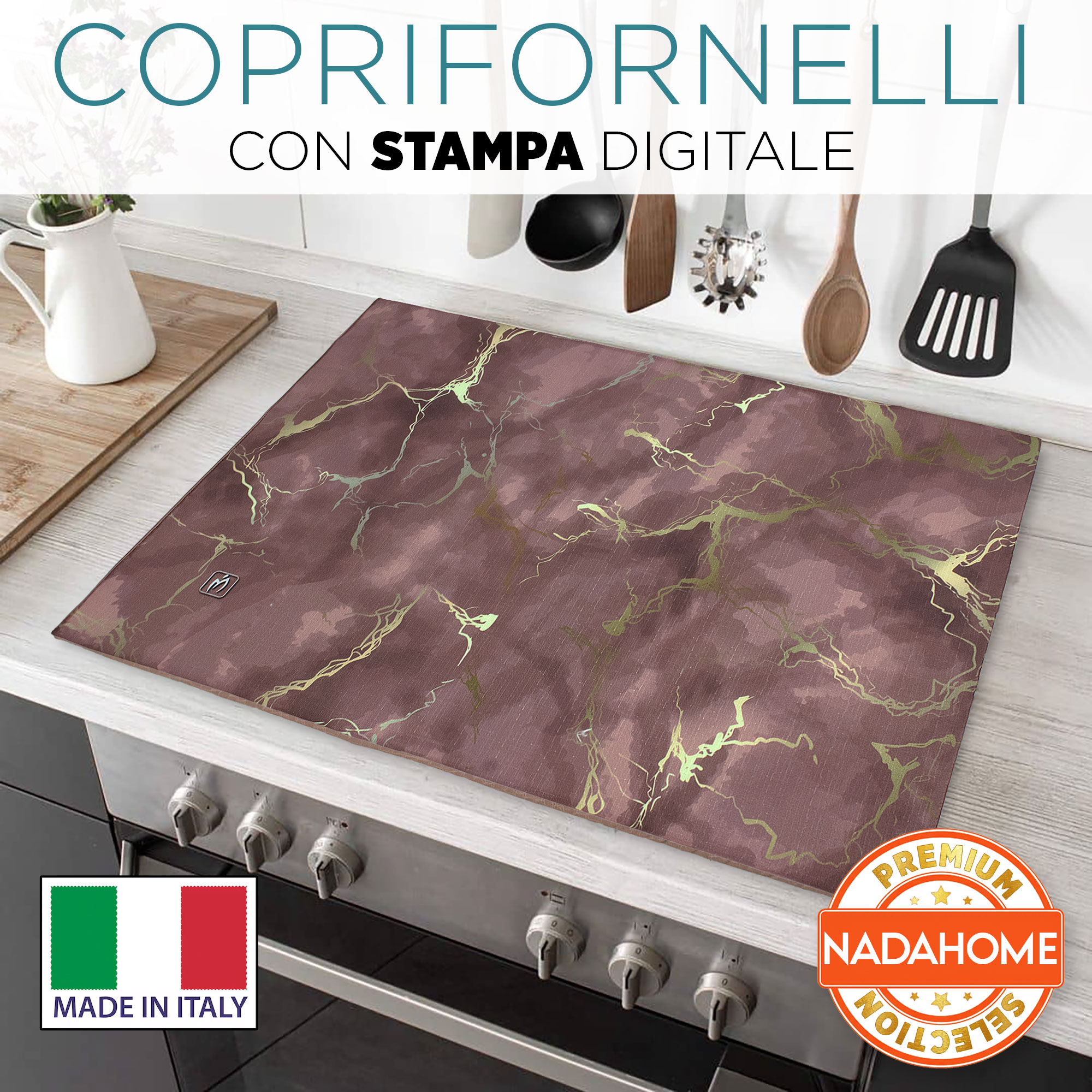 Set Copriforno e Coprifornelli cucina imbottiti effetto marmo marmorizzato 7046 - Picture 18 of 37