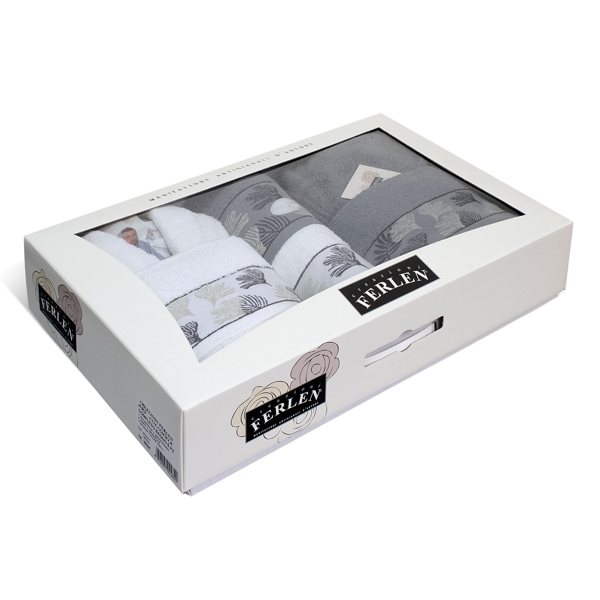 Completo bagno asciugamani accappatoi set uomo donna in spugna di cotone 7049 - Imagen 3 de 16