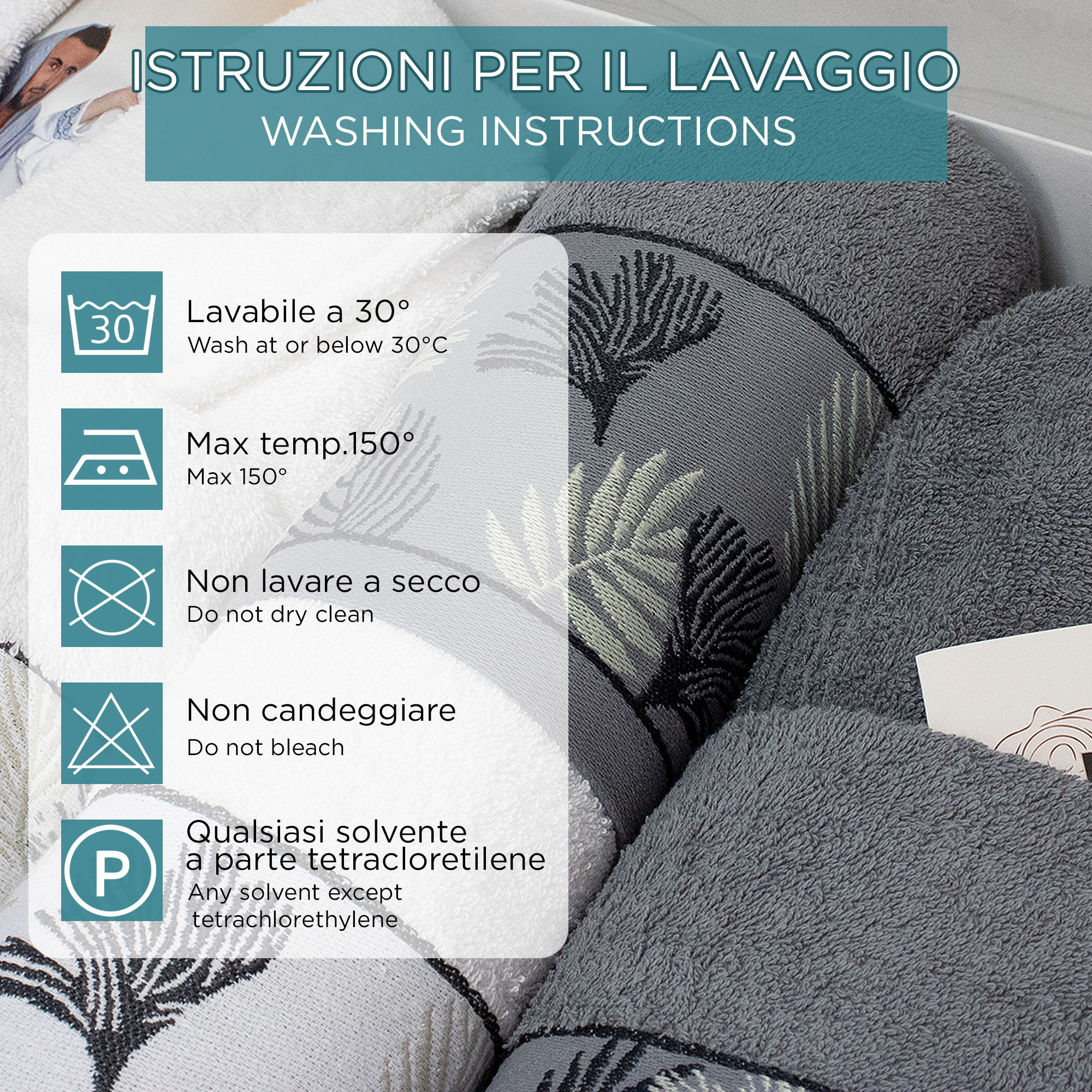 Completo bagno asciugamani accappatoi set uomo donna in spugna di cotone 7049 - Imagen 5 de 16