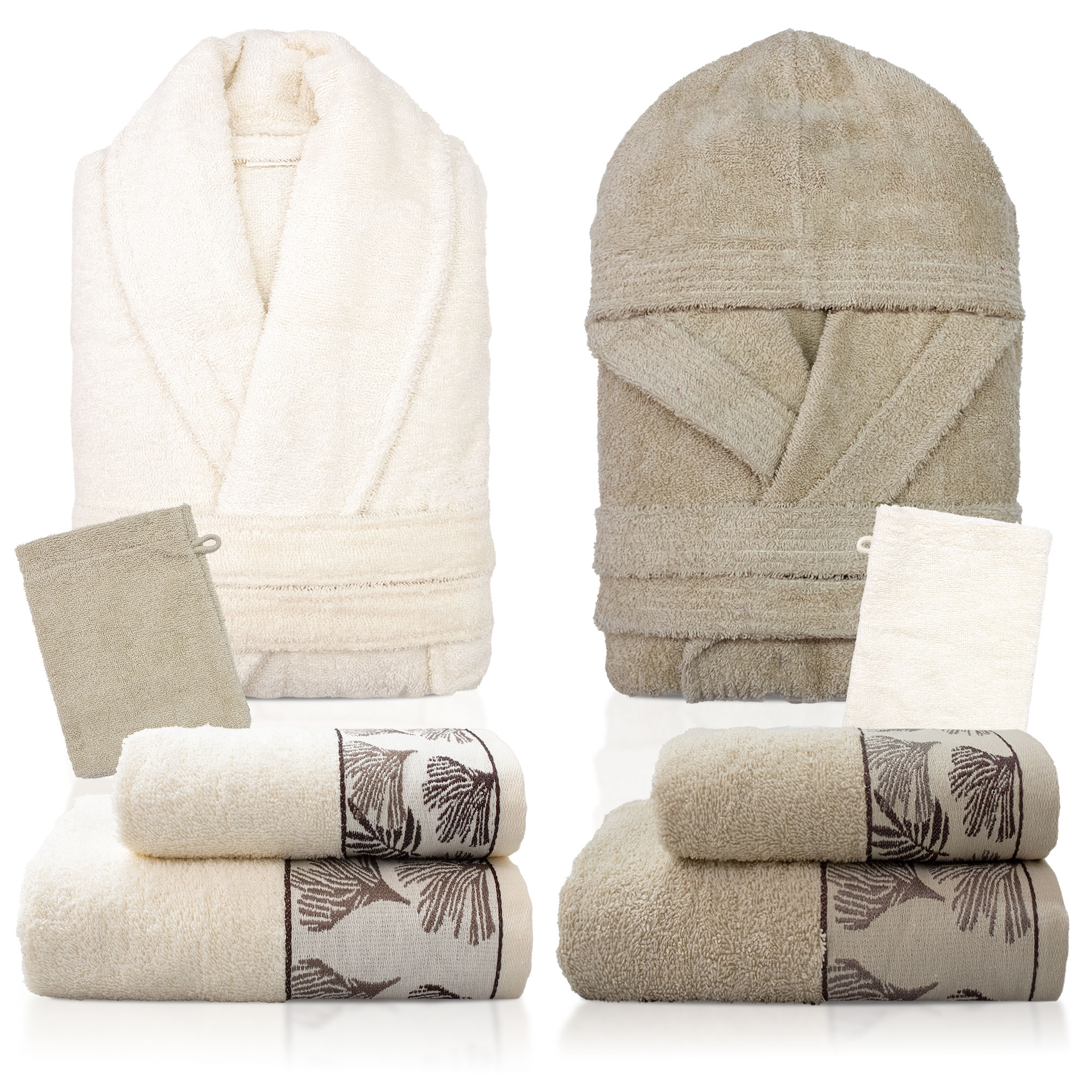 Completo bagno asciugamani accappatoi set uomo donna in spugna di cotone 7049 - Imagen 7 de 16