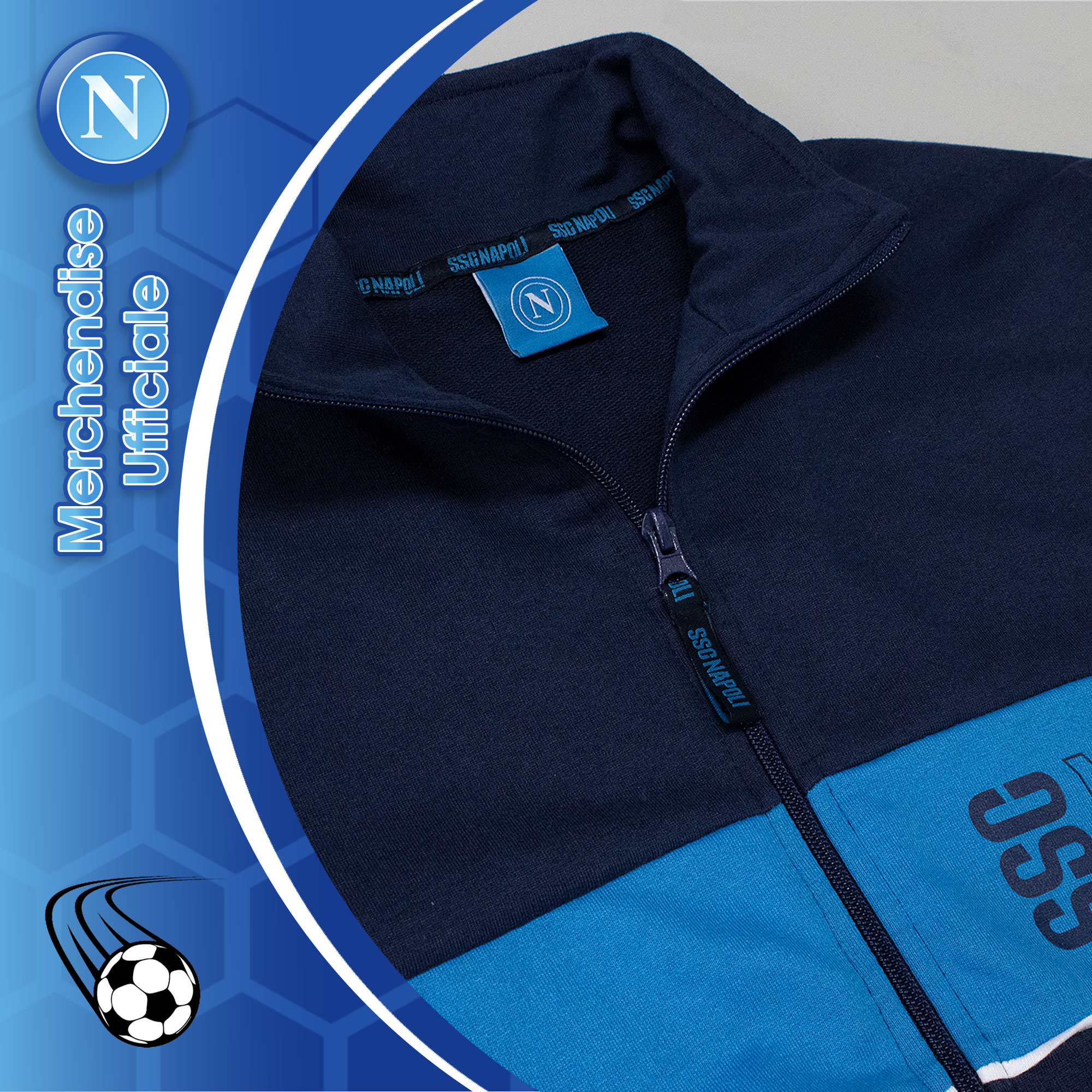 Tuta SSC Napoli in cotone a maniche lunghe bambino ragazzo felpa con zip 7073 - Imagen 9 de 11