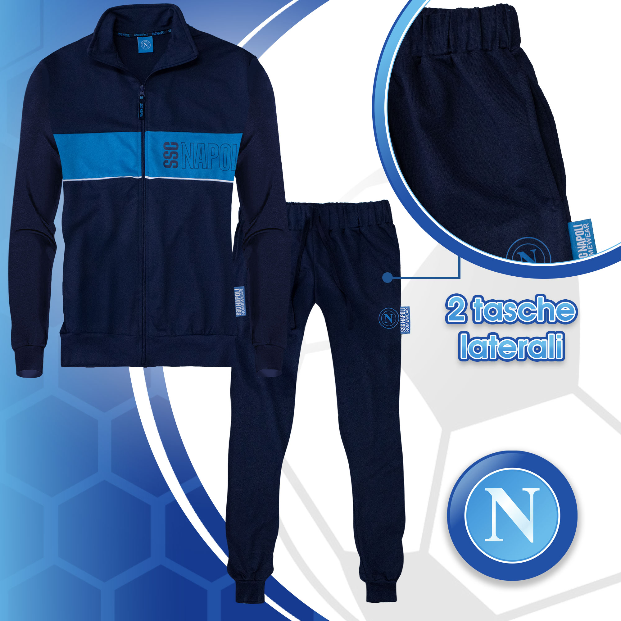 Tuta SSC Napoli in cotone a maniche lunghe bambino ragazzo felpa con zip 7073 - Imagen 10 de 11