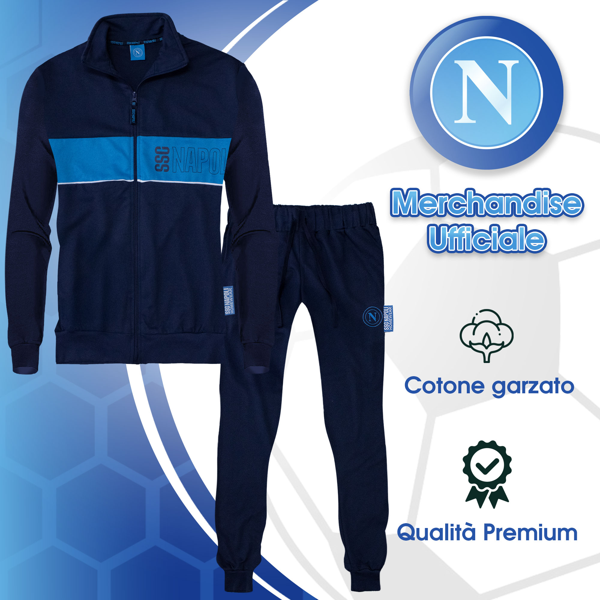 Tuta SSC Napoli in cotone a maniche lunghe bambino ragazzo felpa con zip 7073 - Imagen 11 de 11