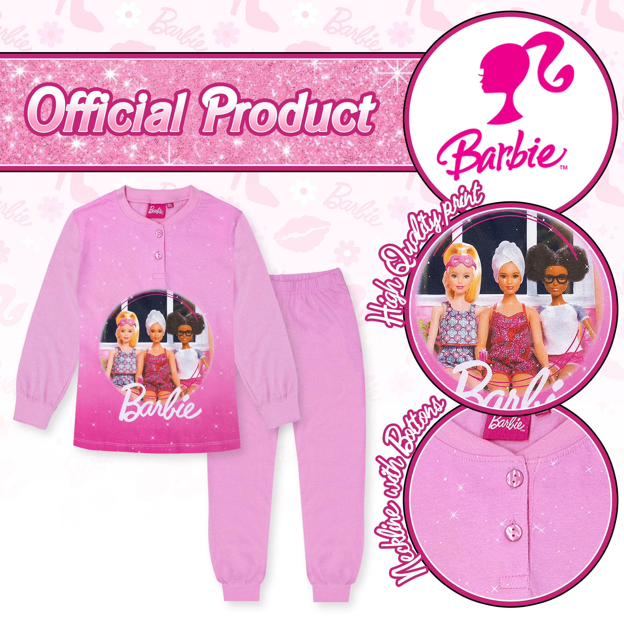 Pyjama mode Pour Fille Barbie En Coton Léger À Manches Longues 7076