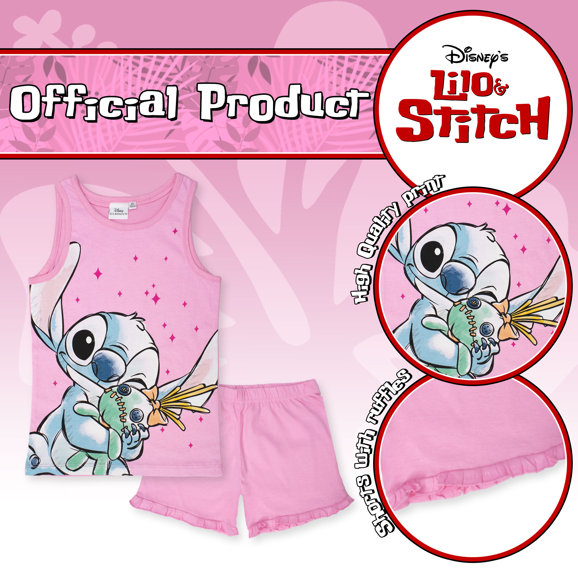 Pigiama Bambina Disney Lilo e Stitch in Cotone Leggero corto con canotta 7078 - Picture 11 of 15