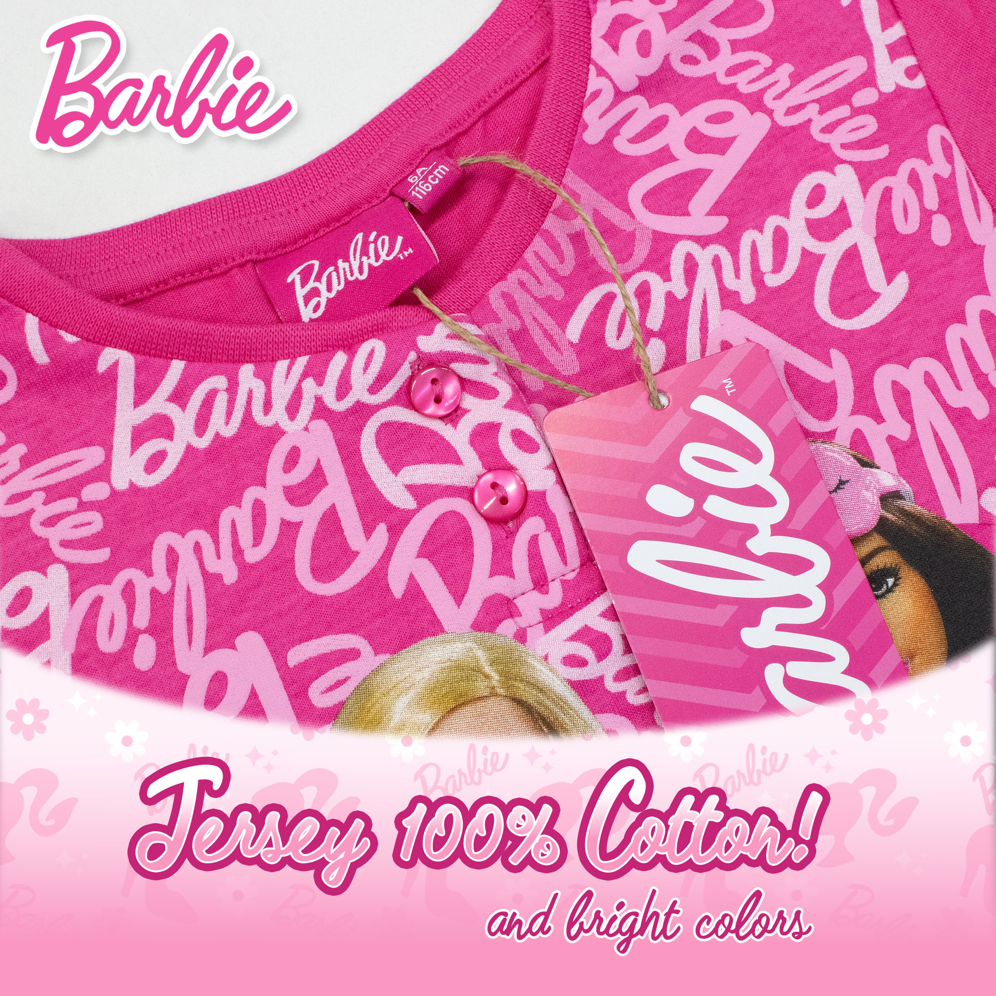 Barbie Girls Summer Pyjamas Lightweight Cotton Short 7079 - Picture 7 of 15