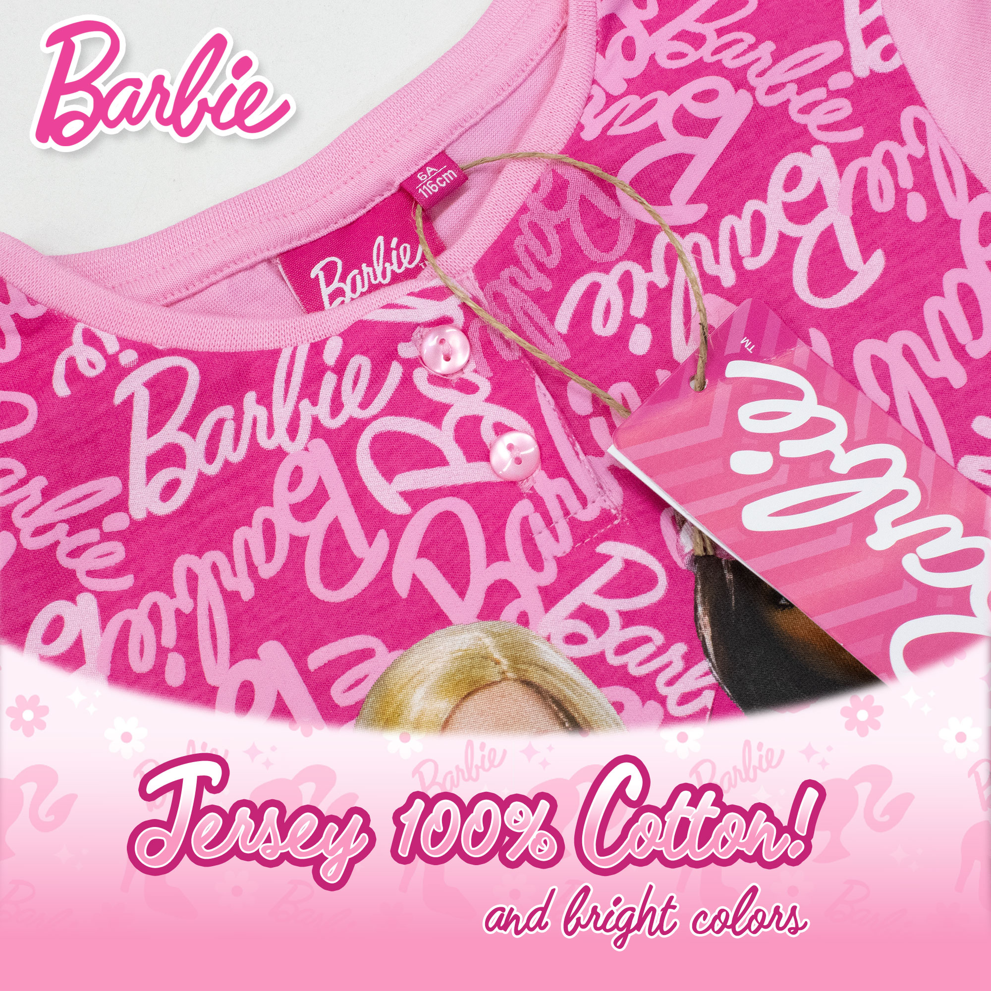 Barbie Girls Summer Pyjamas Lightweight Cotton Short 7079 - Picture 14 of 15