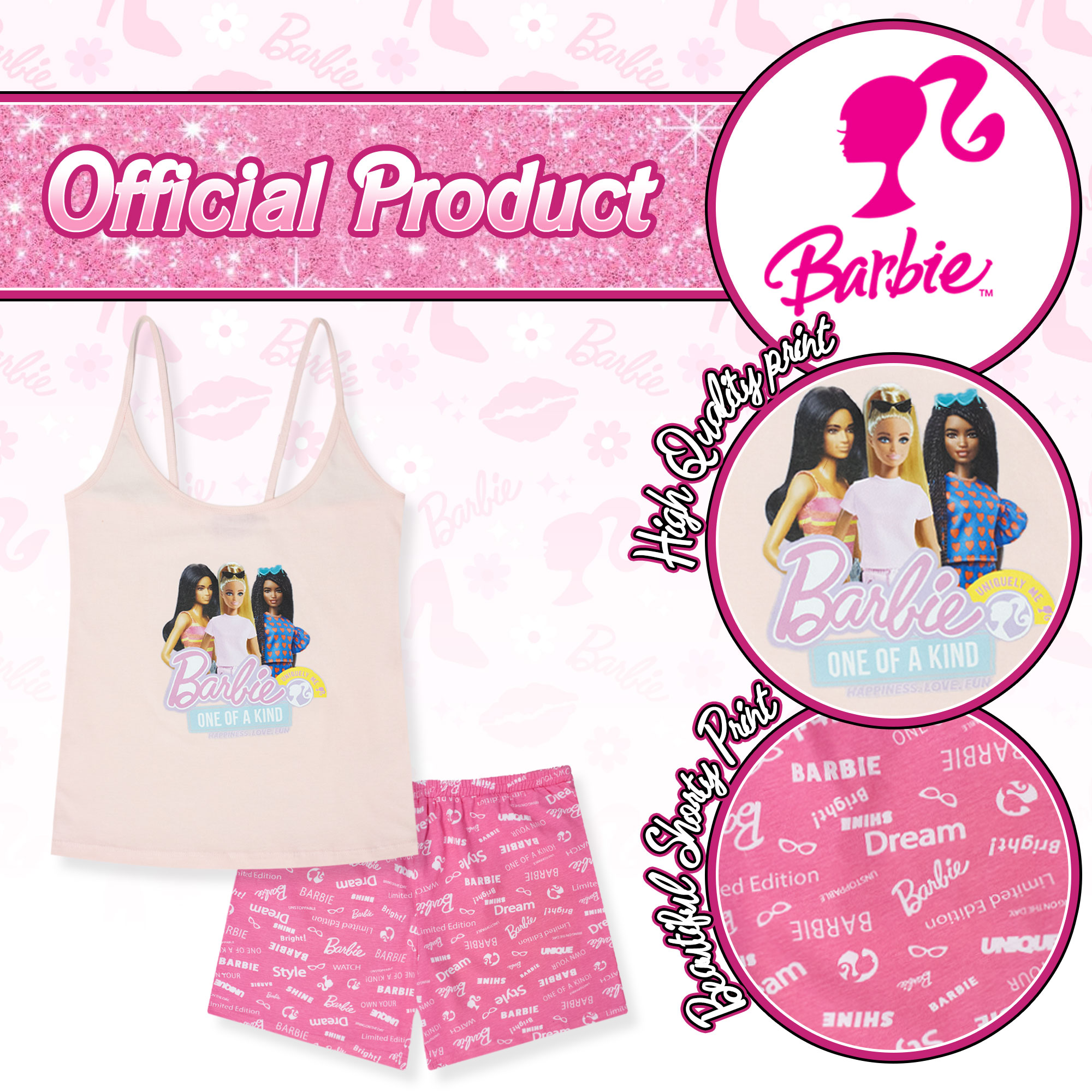 Pigiama Barbie donna ragazza estivo corto in cotone leggero 7080 - Picture 10 of 13