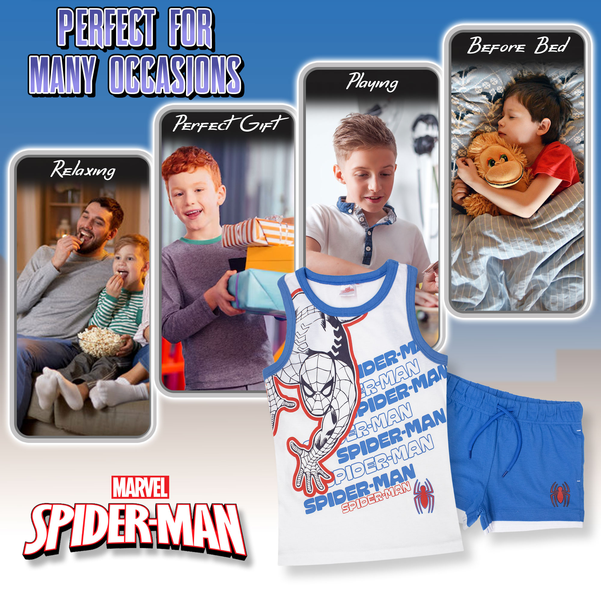Ensemble Enfant Marvel SPIDERMAN Débardeur Et Short D'Été En offres Coton 7089
