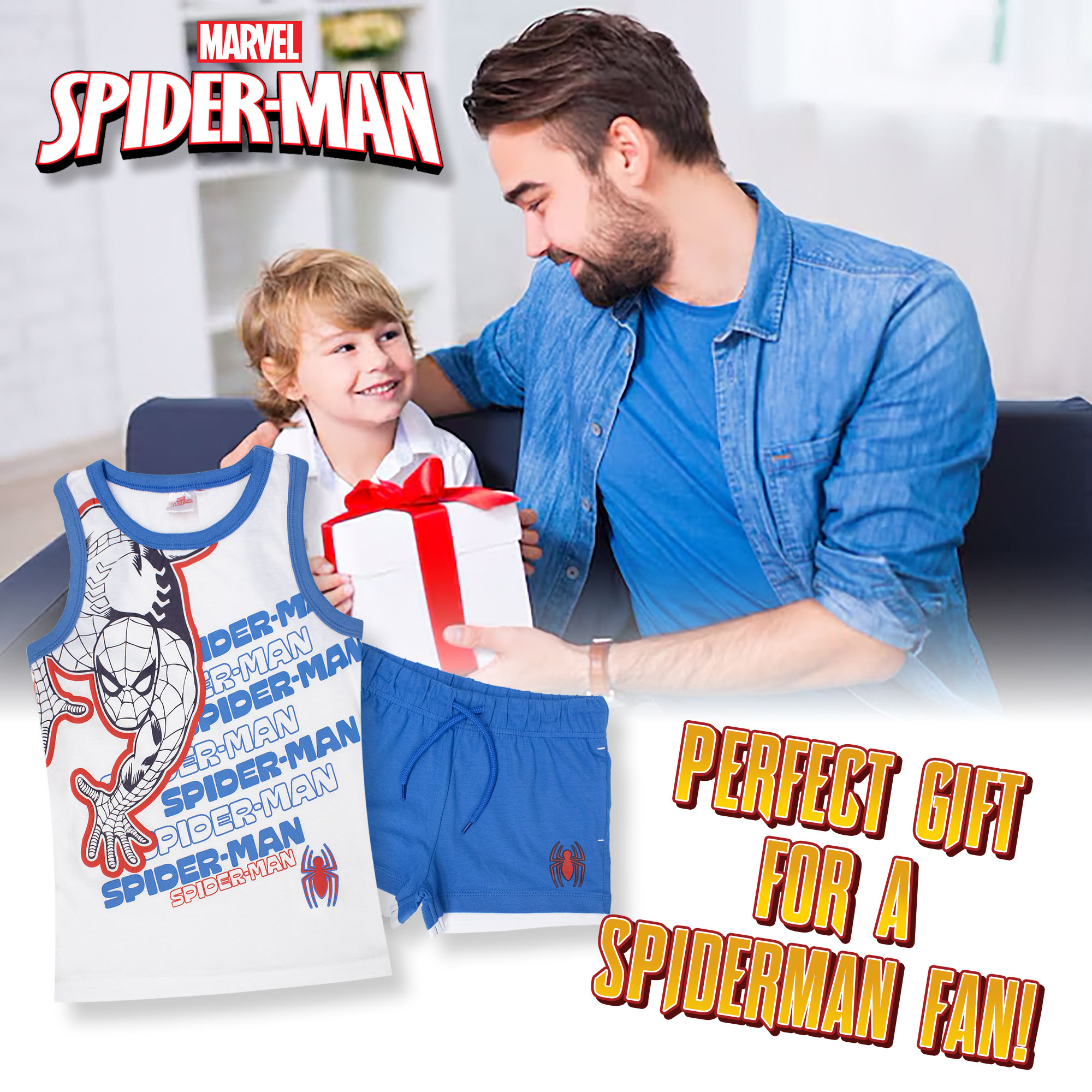 Ensemble soldes Enfant Marvel SPIDERMAN Débardeur Et Short D'Été En Coton 7089