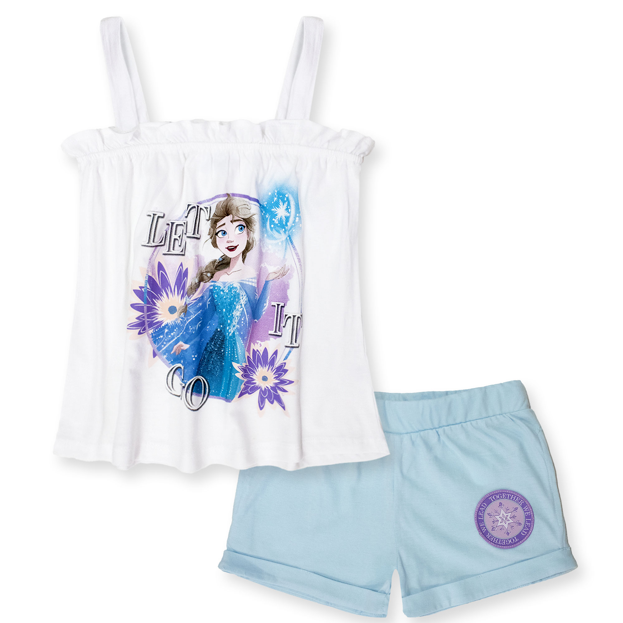 Disney Girls Frozen Elsa Summer Cotton Knit & Shorts Suit 7093 - Picture 2 of 15
