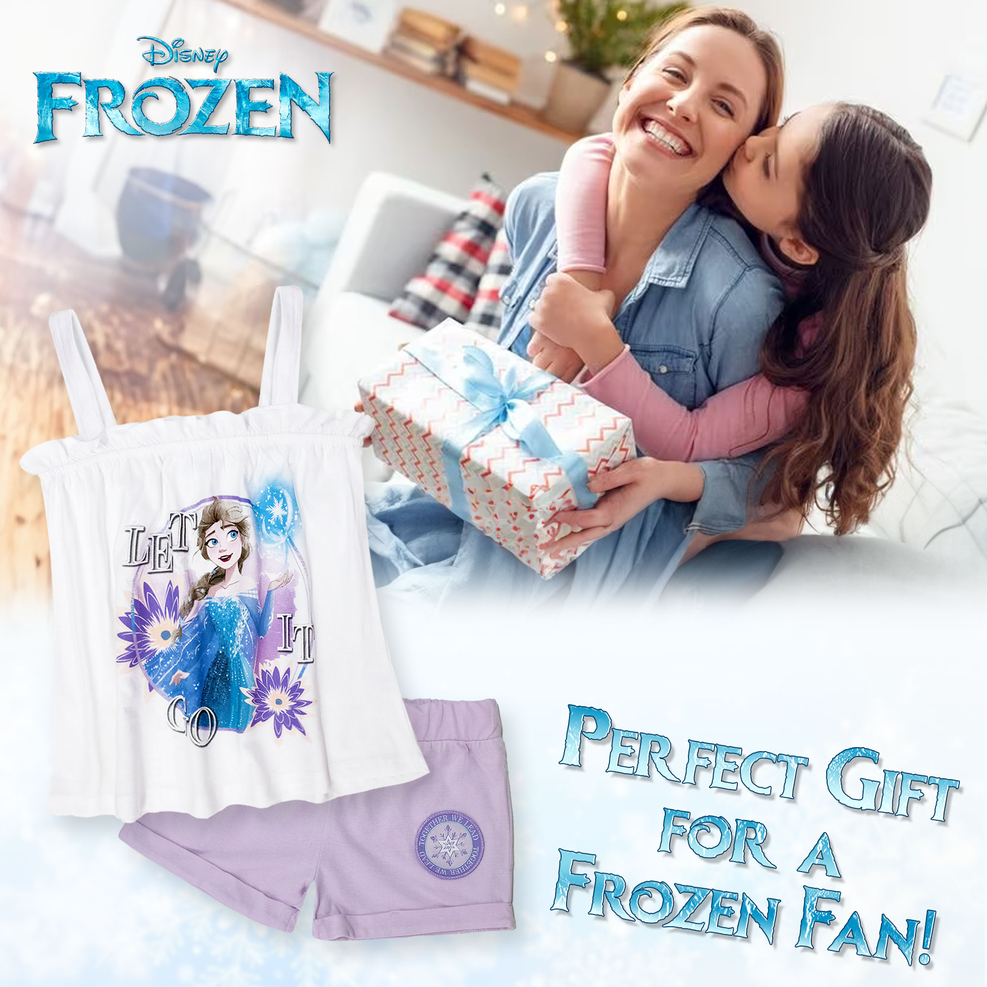 Disney Girls Frozen Elsa Summer Cotton Knit & Shorts Suit 7093 - Picture 13 of 15