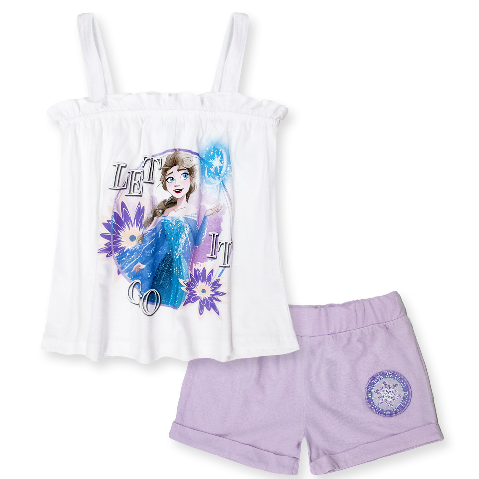 Disney Girls Frozen Elsa Summer Cotton Knit & Shorts Suit 7093 - Picture 9 of 15