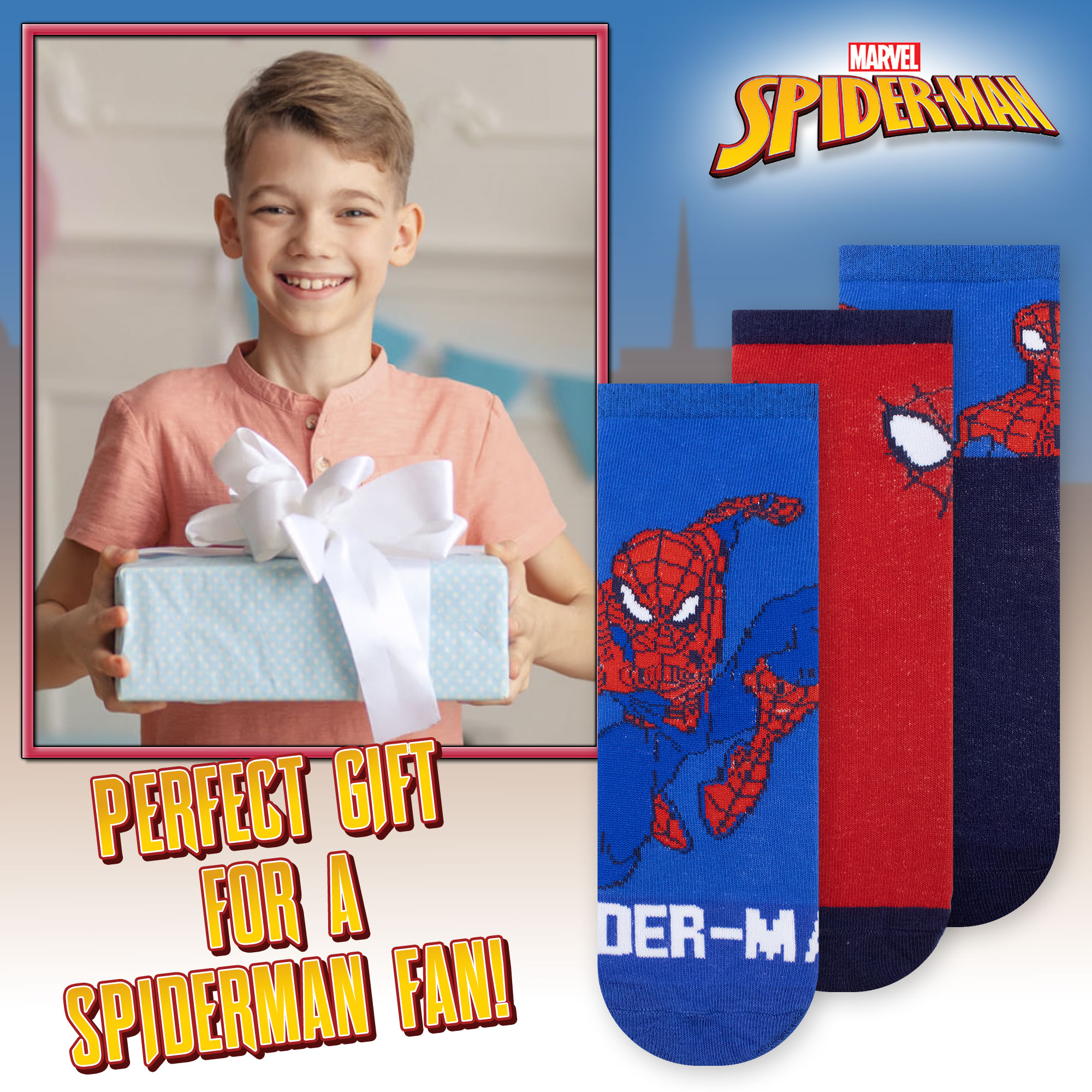 Calzini per bambino Marvel Spiderman set 3 paia di calze in cotone bimbo 7113 - Picture 5 of 9