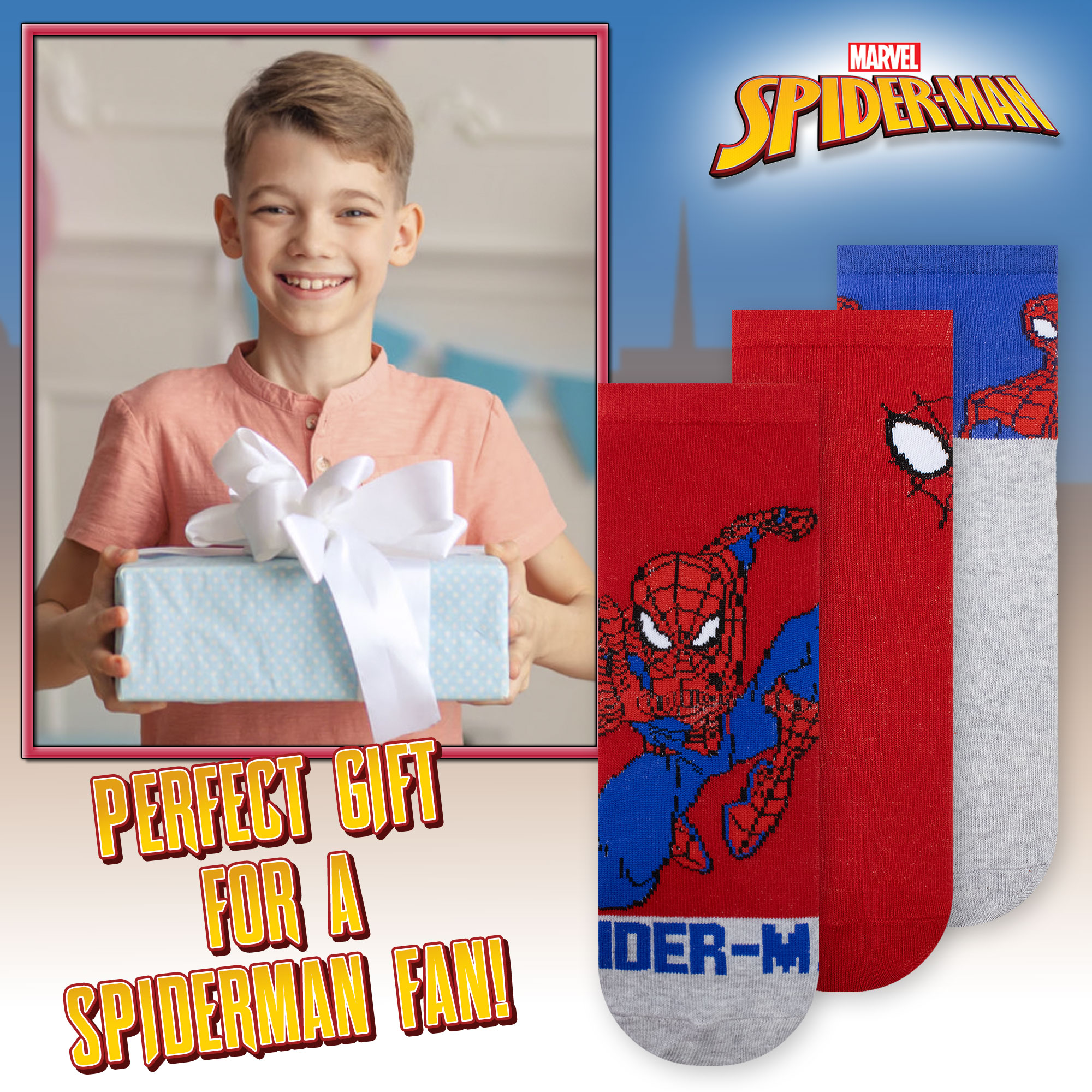 Calzini per bambino Marvel Spiderman set 3 paia di calze in cotone bimbo 7113 - Picture 9 of 9