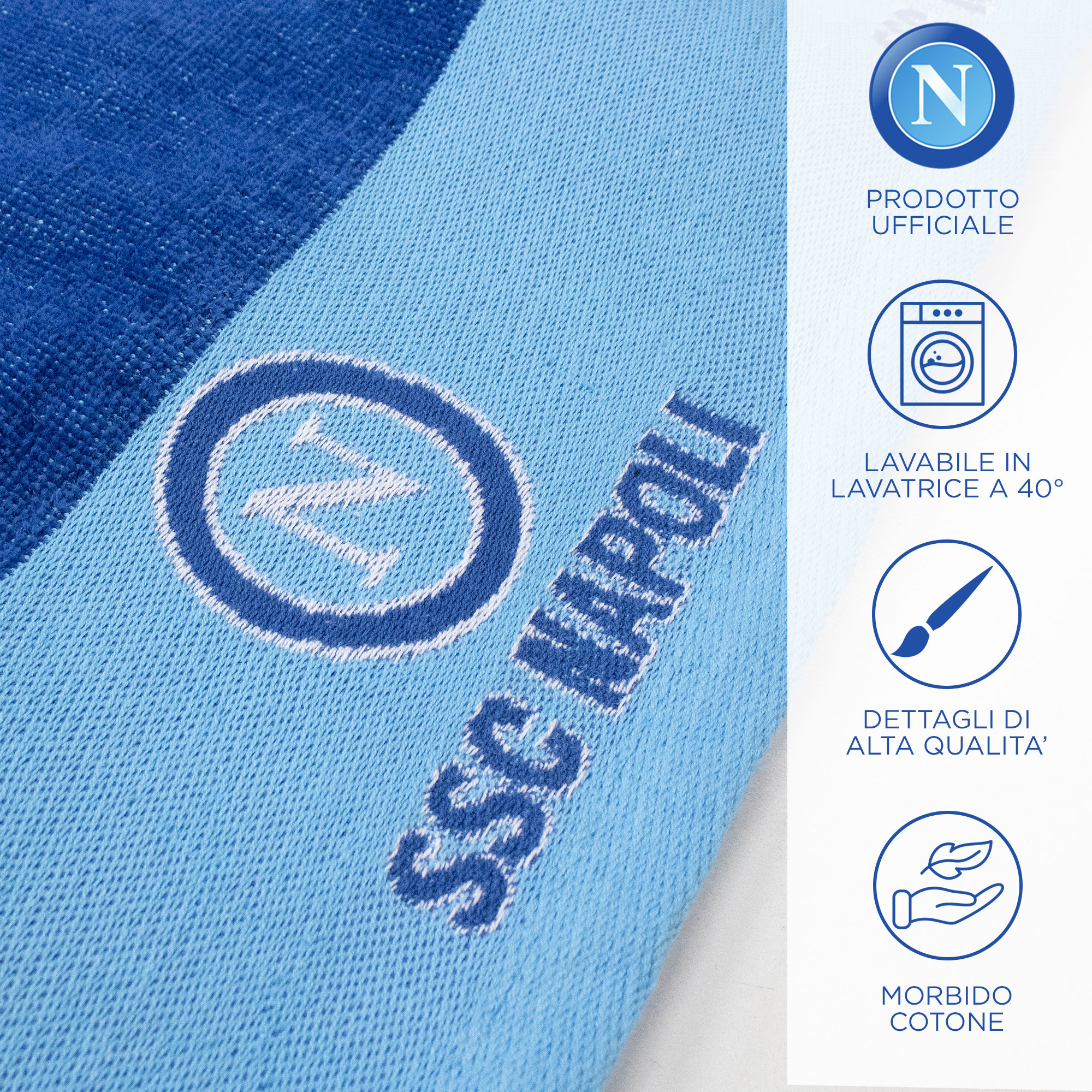 Toalla de playa SSC Napoli de rizo de algodón 90x170cm Producto oficial 7119 - Imagen 12 de 25