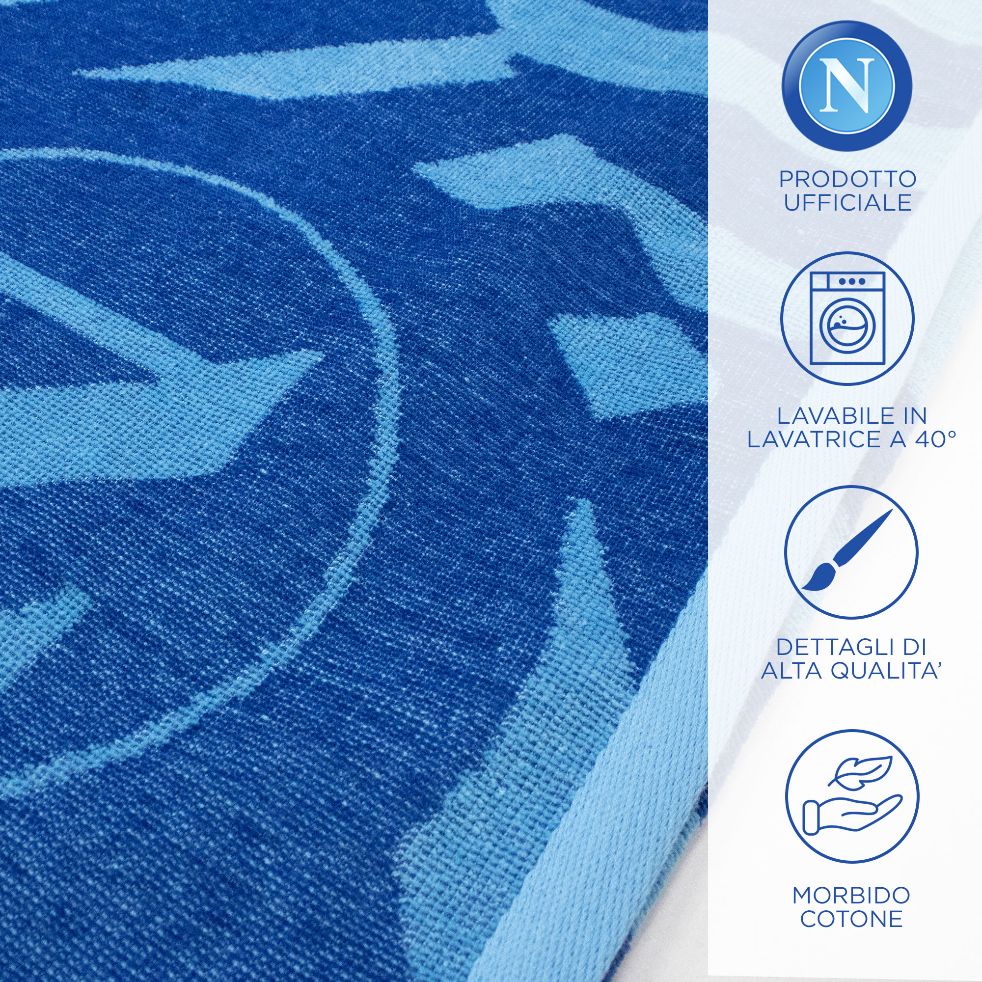 Toalla de playa SSC Napoli de rizo de algodón 90x170cm Producto oficial 7119 - Imagen 18 de 25