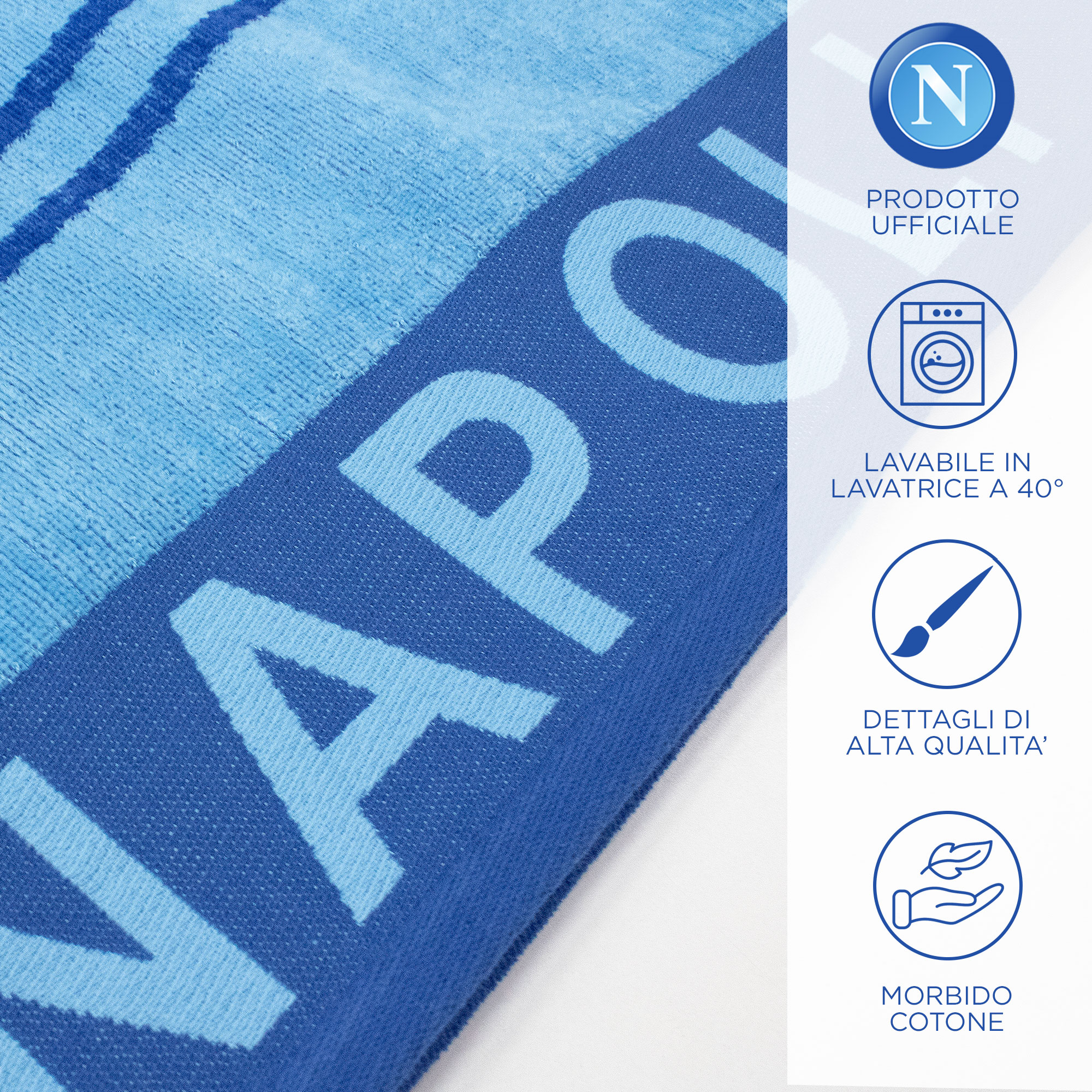 Toalla de playa SSC Napoli de rizo de algodón 90x170cm Producto oficial 7119 - Imagen 24 de 25