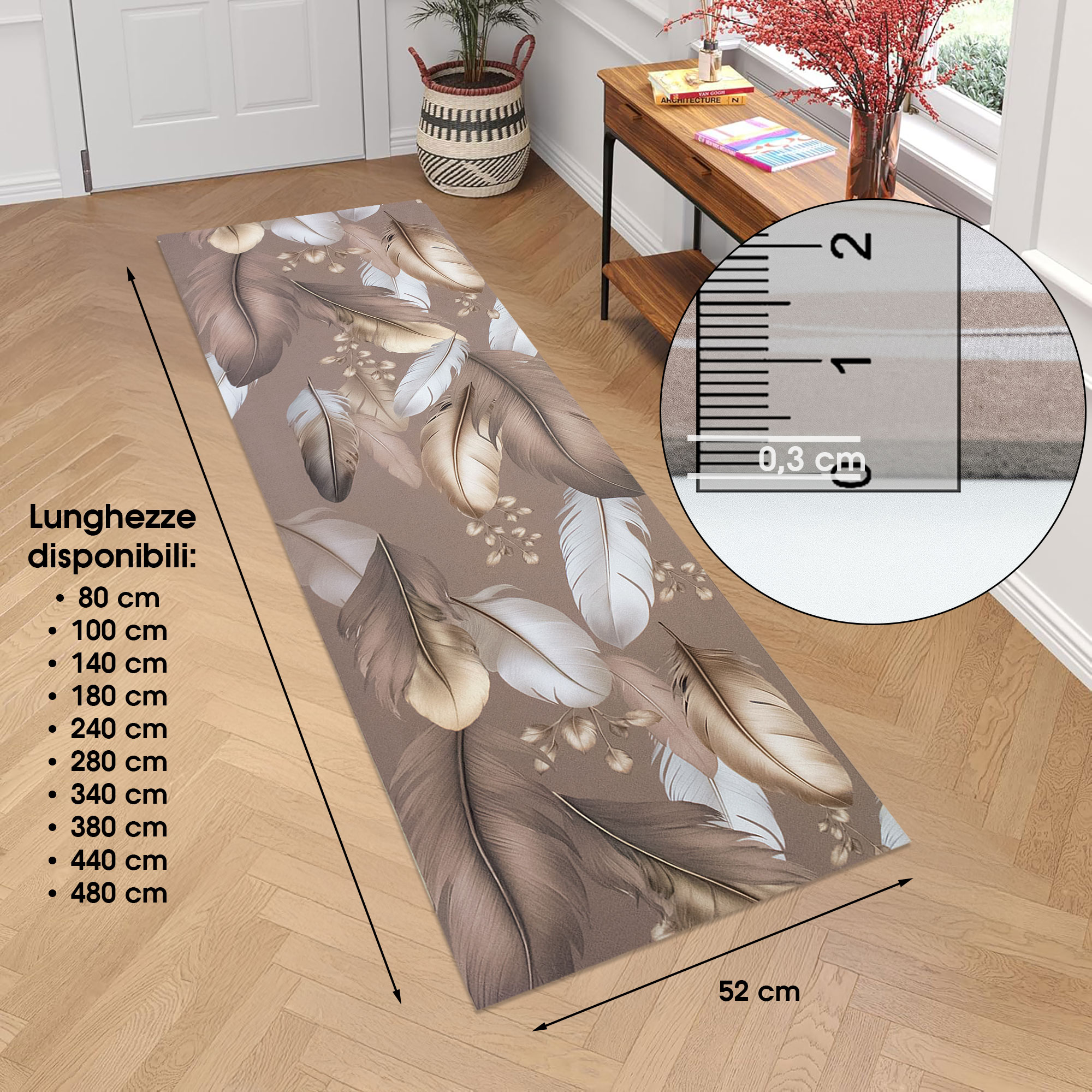 Teppich Küche Läufer Anti-rutsch A Meter Digitaldruck Federn Gummierte 7122 - Imagen 28 de 36