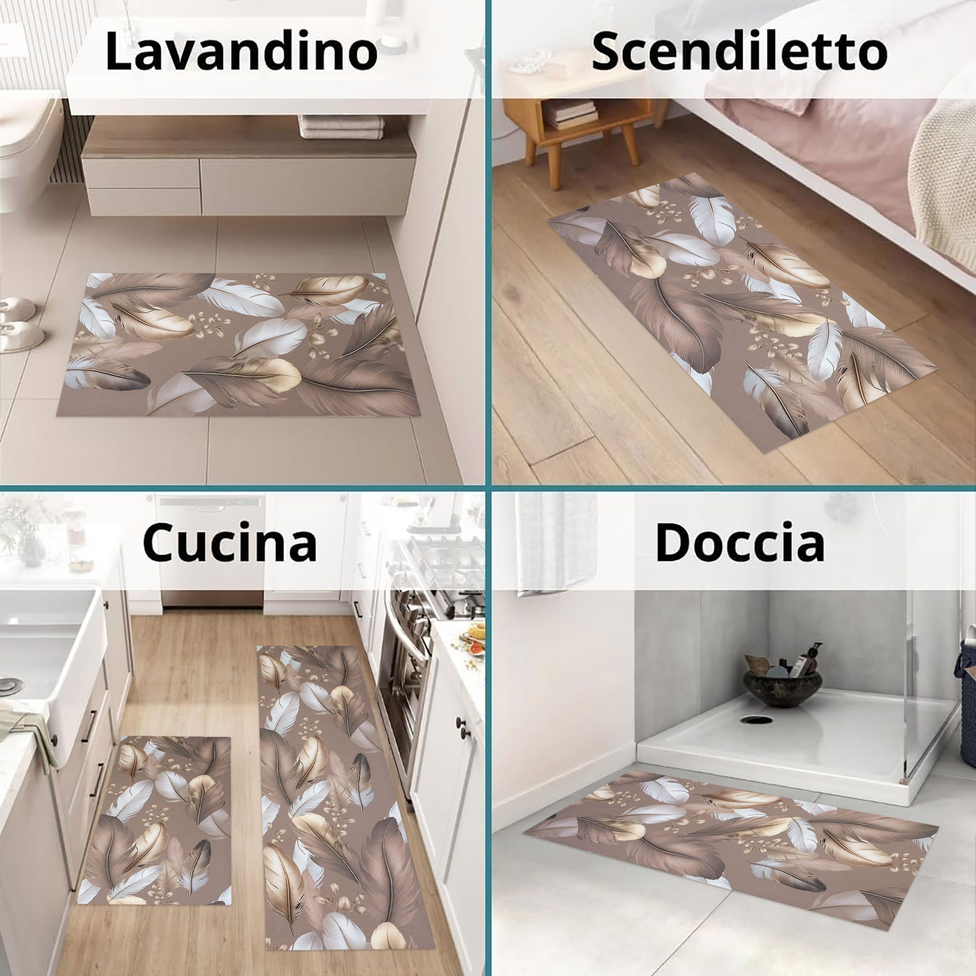 Teppich Küche Läufer Anti-rutsch A Meter Digitaldruck Federn Gummierte 7122 - Imagen 29 de 36