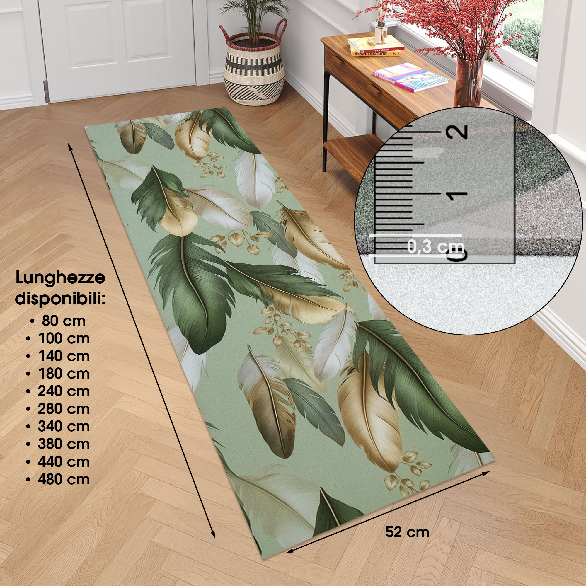Teppich Küche Läufer Anti-rutsch A Meter Digitaldruck Federn Gummierte 7122 - Imagen 35 de 36