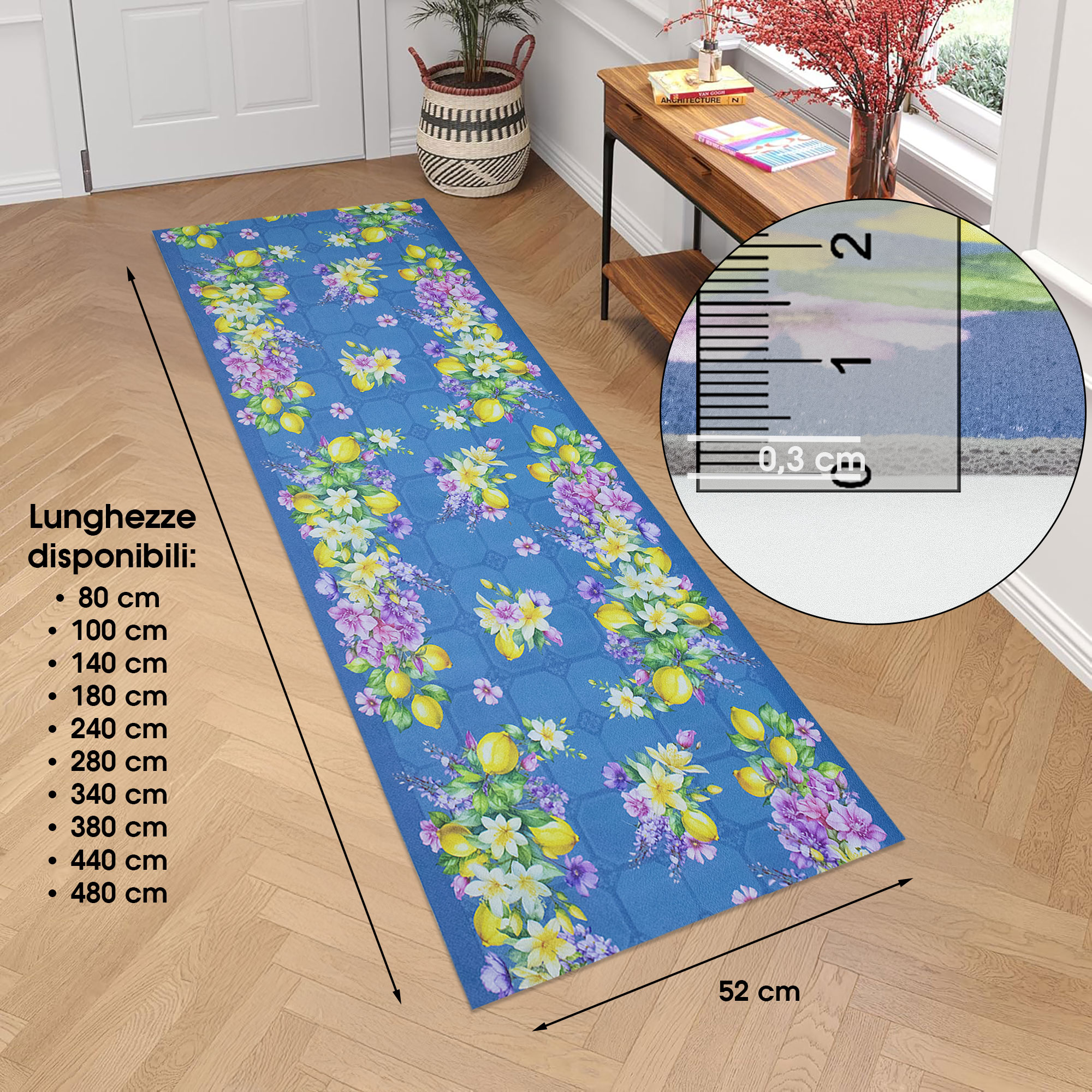 Tappeto cucina passatoia antiscivolo Limoni con maioliche Vietrese gommato 7123 - Foto 14 di 29