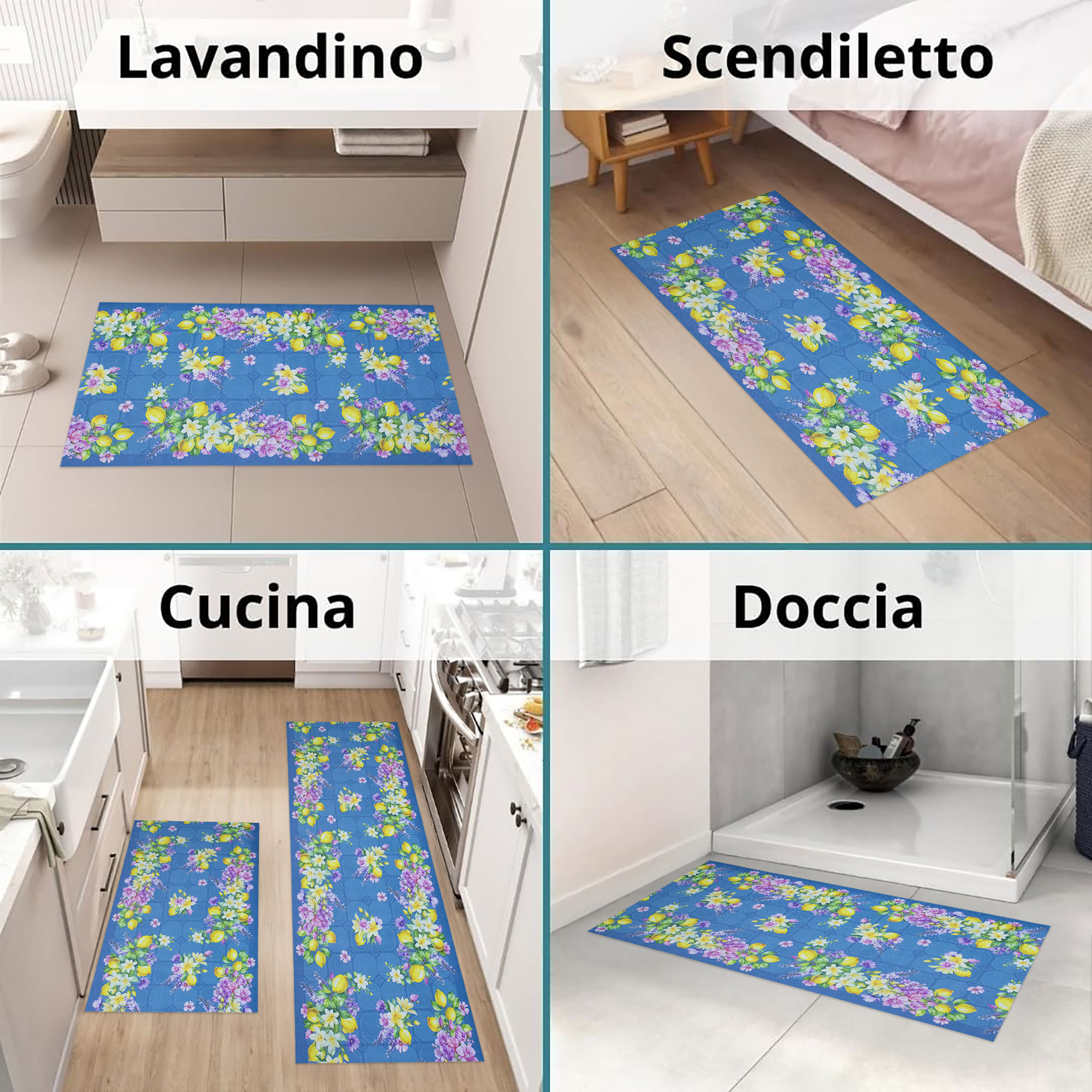 Tappeto cucina passatoia antiscivolo Limoni con maioliche Vietrese gommato 7123 - Foto 15 di 29