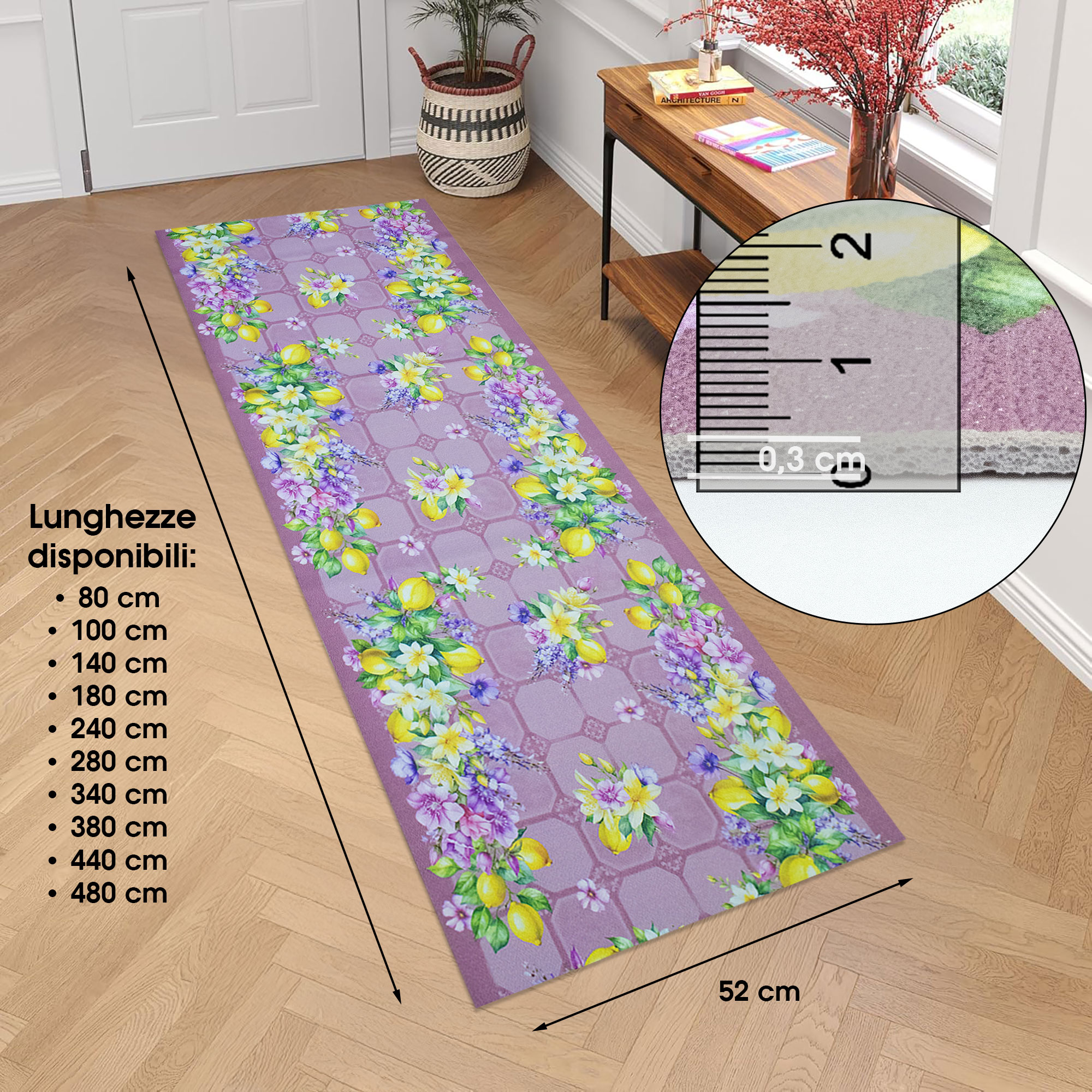 Tappeto cucina passatoia antiscivolo Limoni con maioliche Vietrese gommato 7123 - Foto 21 di 29