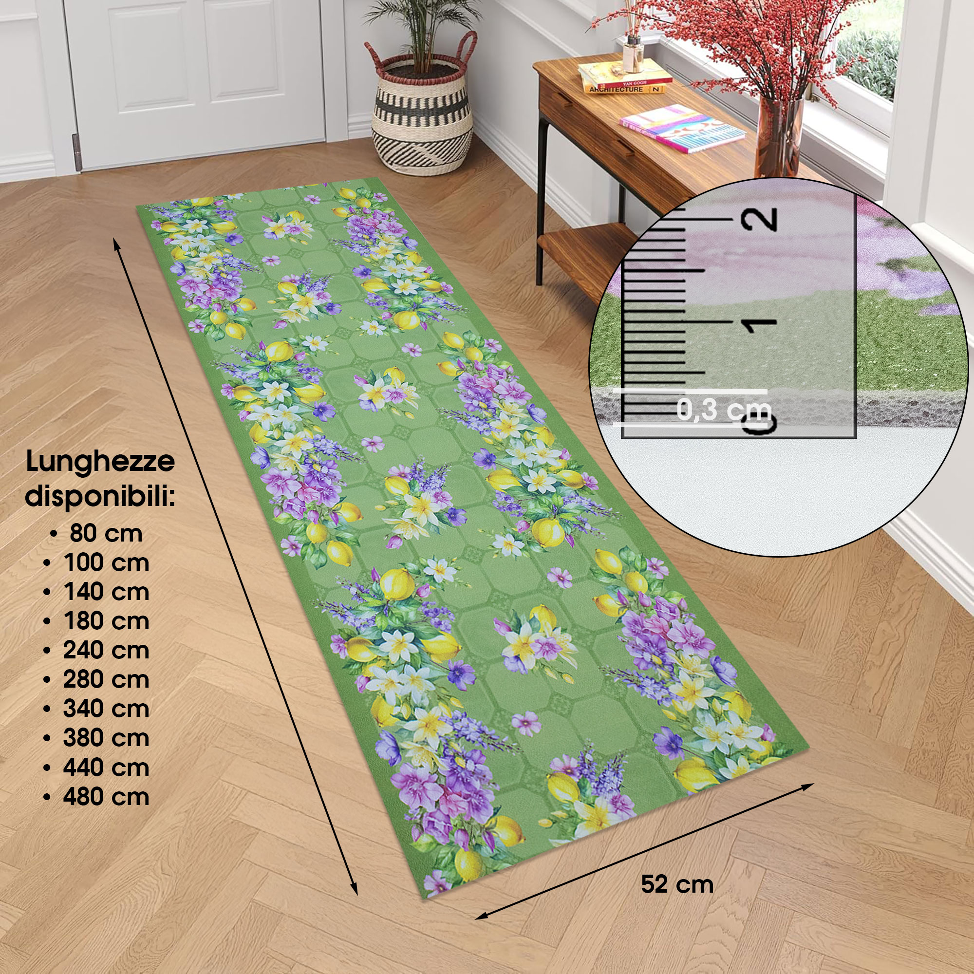 Tappeto cucina passatoia antiscivolo Limoni con maioliche Vietrese gommato 7123 - Foto 28 di 29